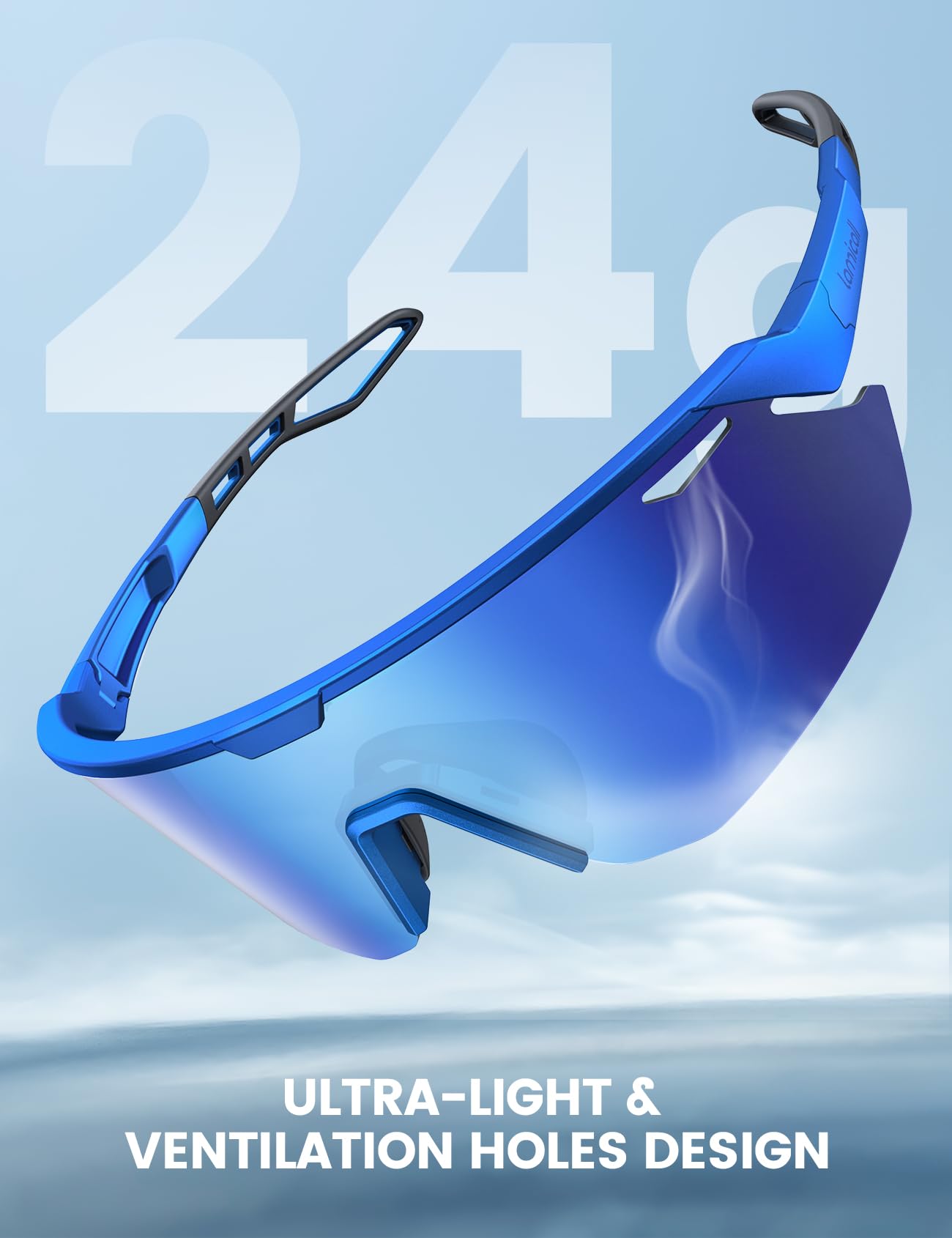 Lamicall Polarized Sports Sunglasses Men Women, [24g Ultralight] Adjustable Nose Pad Sports Goggles for Bike Hiking Running
