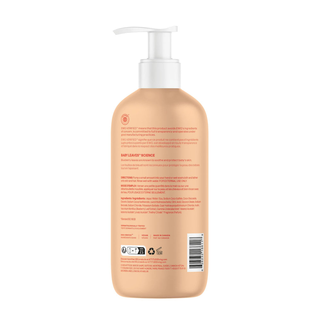 ATTITUDE Baby 2-in-1 Shampoo and Body Wash, Made in Canada, EWG Verified, Dermatologically Tested, Vegan, Good Night, 473 mL