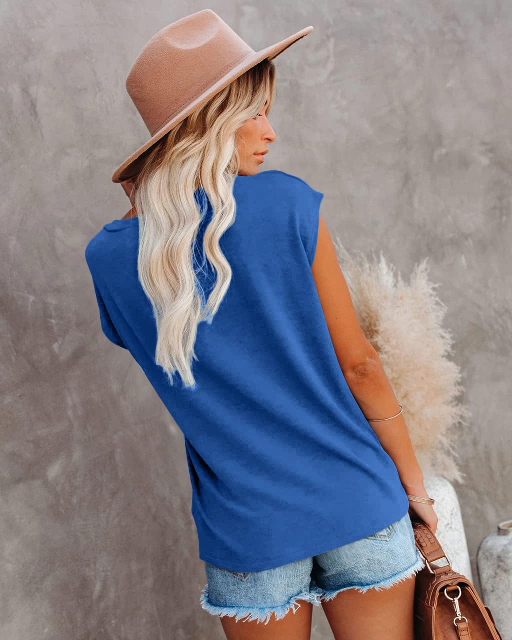 isermeo Womens Cap Sleeve Summer Tops Trendy Tank Tops Lace V Neck Loose Fit Shirts S-XXL