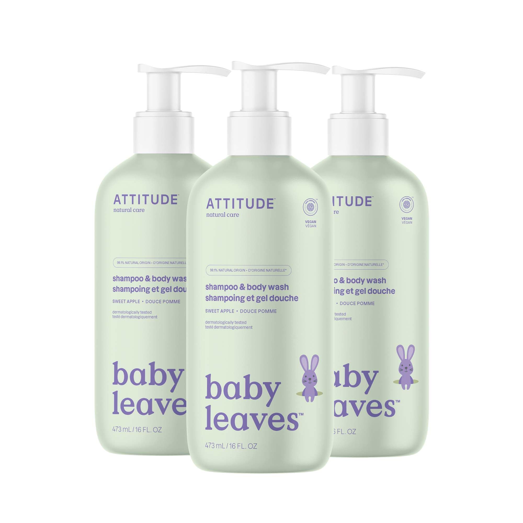 ATTITUDE Baby 2-in-1 Shampoo and Body Wash, Made in Canada, EWG Verified, Dermatologically Tested, Vegan, Good Night, 473 mL