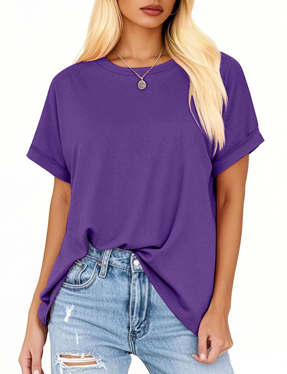 isermeo Womens Oversized Tops Casual Shirts Loose Fit Short Sleeve Business Tshirts Summer Tee Fashion Outfit Trendy 2026
