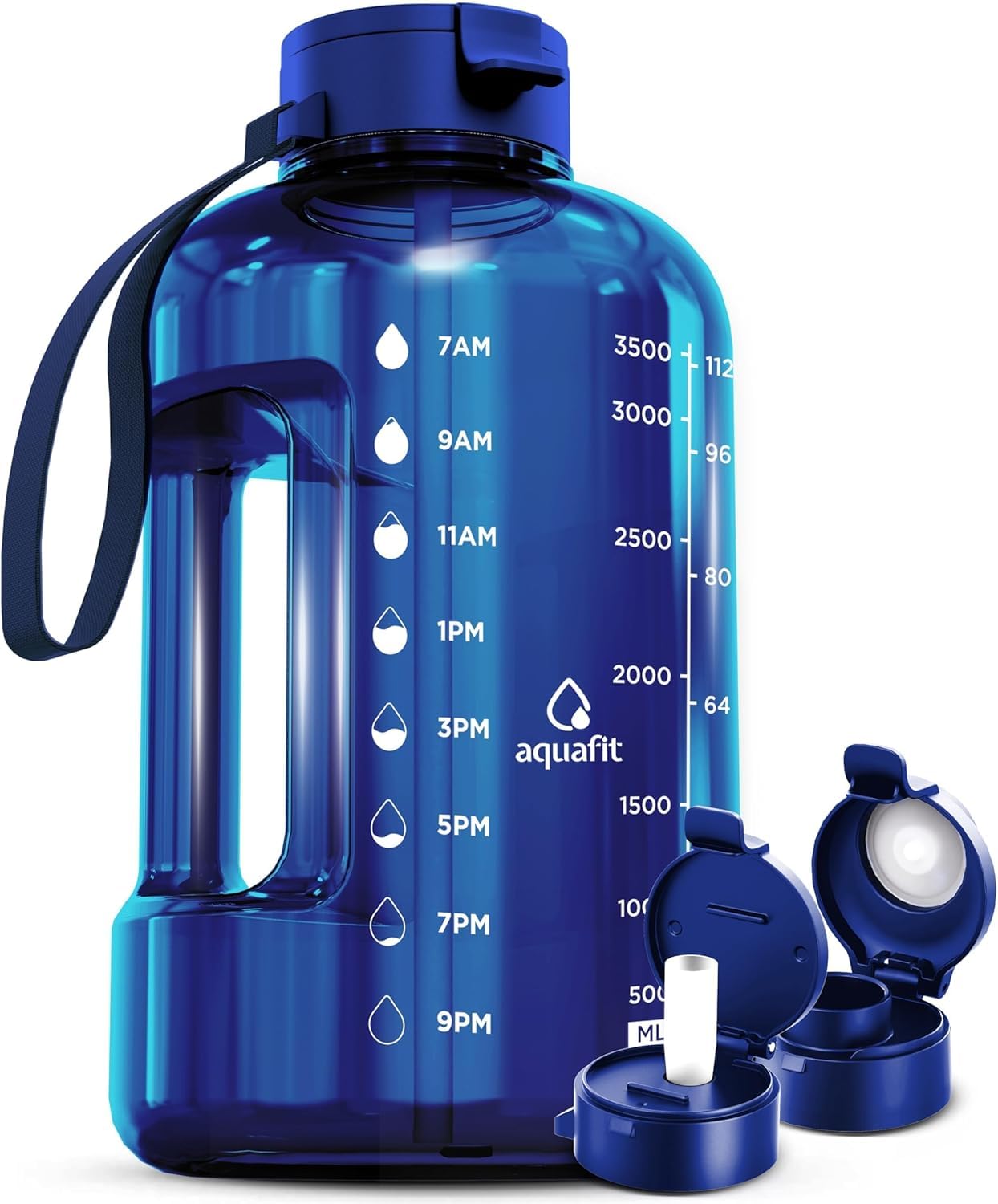 AQUAFIT 1 Gallon Water Bottle with Straw - 4l Water Bottle Time Marker - Motivational Gym Water Bottles 4l - 4 litre Water Bottles 1 Gallon 128 oz - Big Water Jug Large Water Bottle Gray