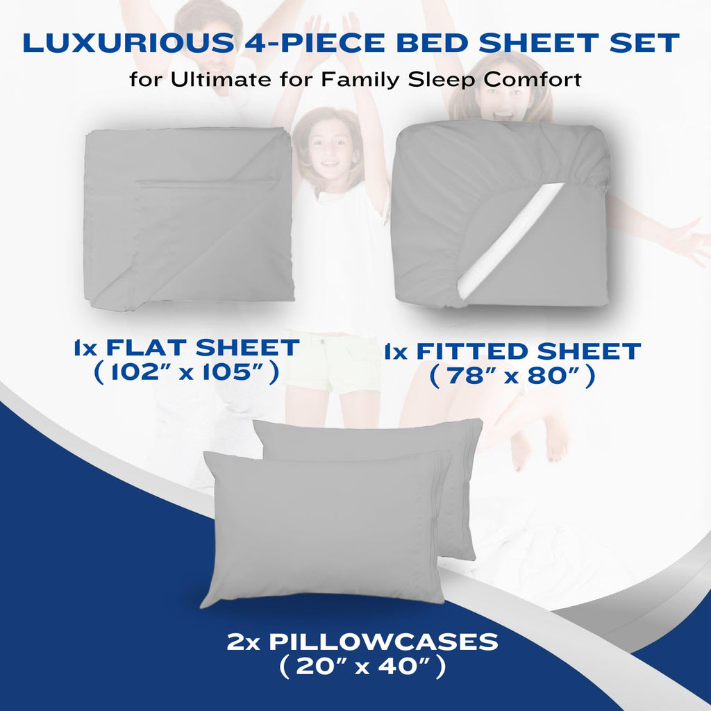 DREAMCARE Bedding Sets Queen - 4 Piece Queen Bed Sheets - Deep Pocket up to 15 in - Draps Lit Queen - Luxury Hotel Sheets & Pillowcases Set - Shrink & Fade Resistant (Queen, Black)