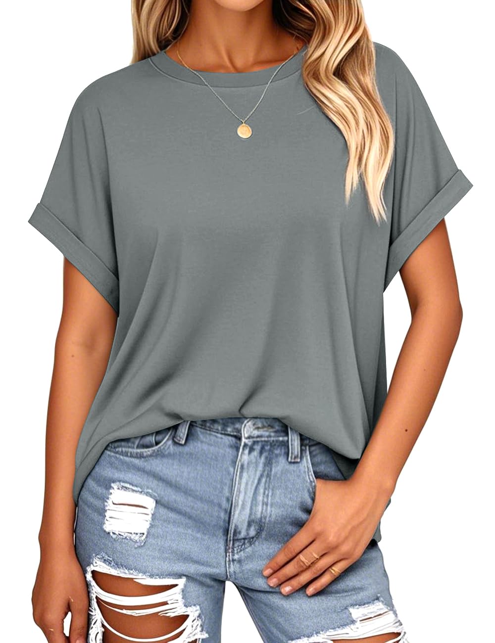 isermeo Womens Oversized Tops Casual Shirts Loose Fit Short Sleeve Business Tshirts Summer Tee Fashion Outfit Trendy 2026