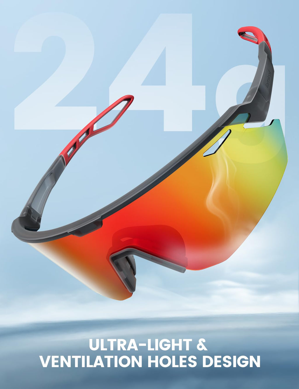 Lamicall Polarized Sports Sunglasses Men Women, [24g Ultralight] Adjustable Nose Pad Sports Goggles for Bike Hiking Running