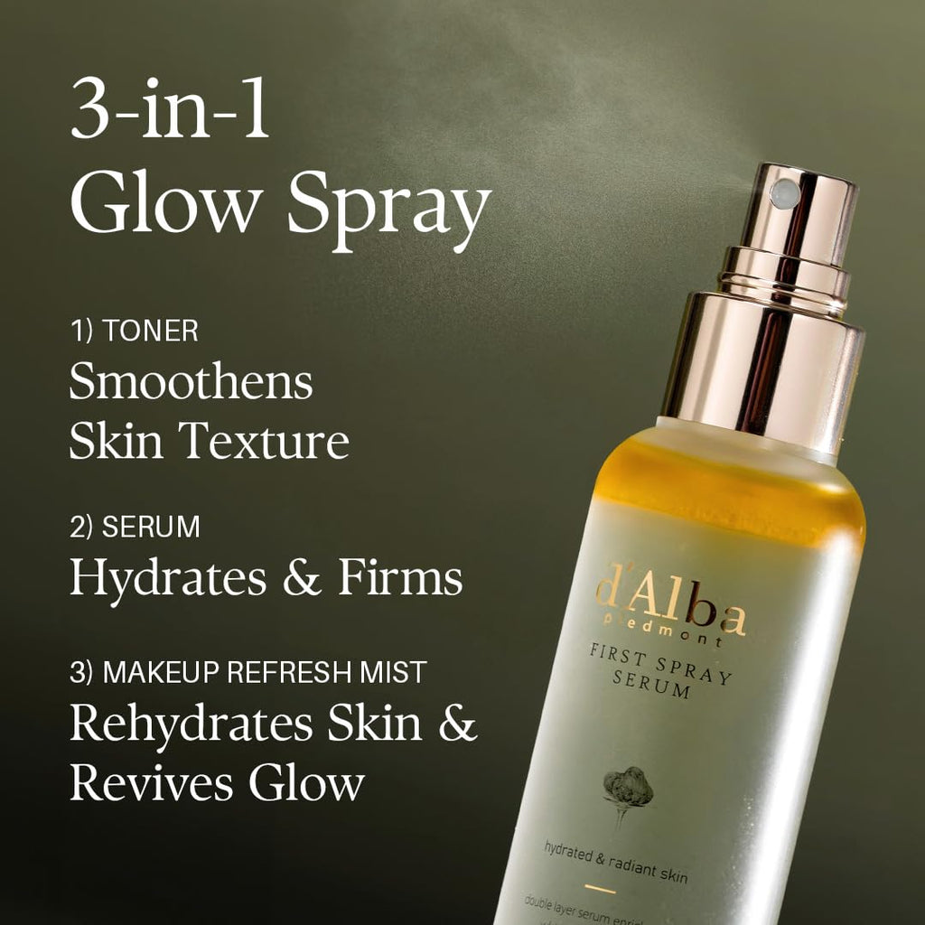 d'alba Piedmont Italian White Truffle First Spray Serum, Vegan Skin Care, Hydrating Face Moisturizer, Glow Serum for Radiant Skin, Non Comedogenic, All In One Mist, Korean skincare, 100ml