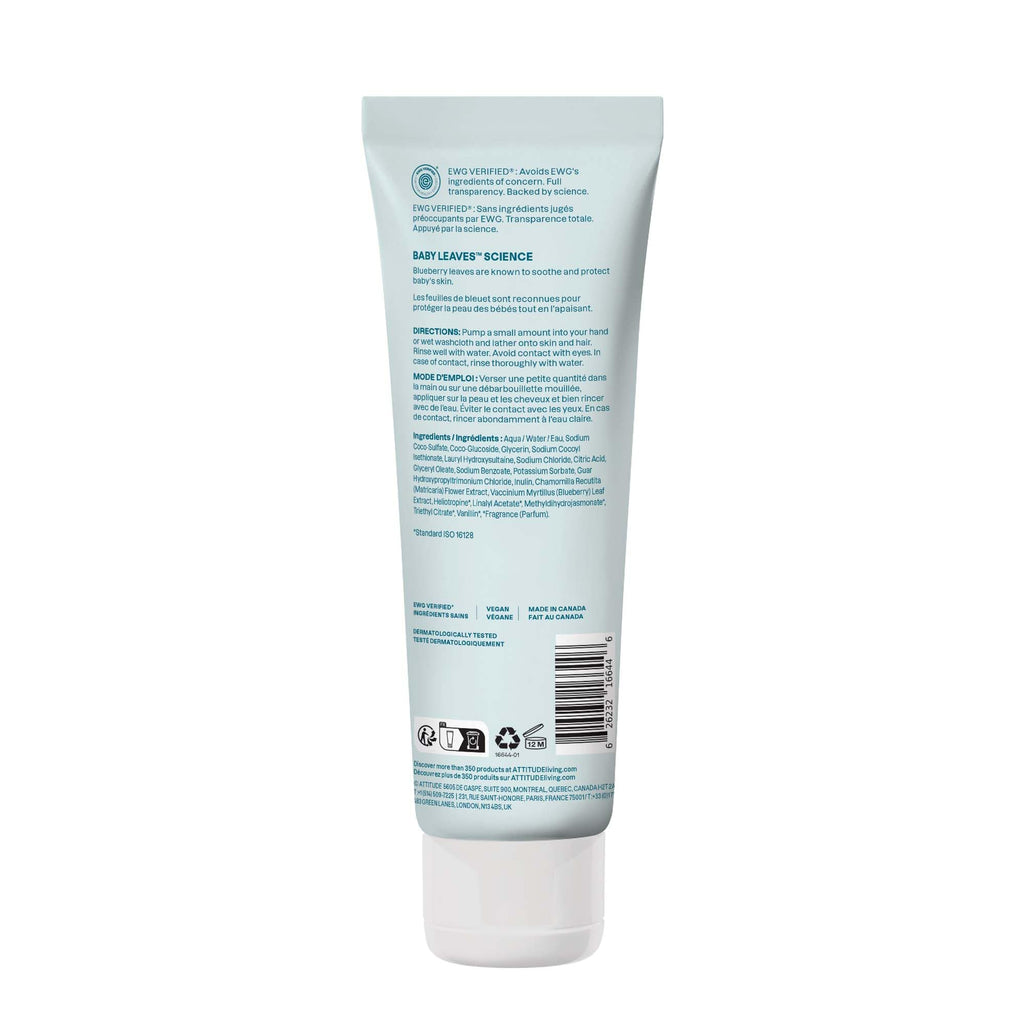 ATTITUDE Baby 2-in-1 Shampoo and Body Wash, Made in Canada, EWG Verified, Dermatologically Tested, Vegan, Good Night, 473 mL