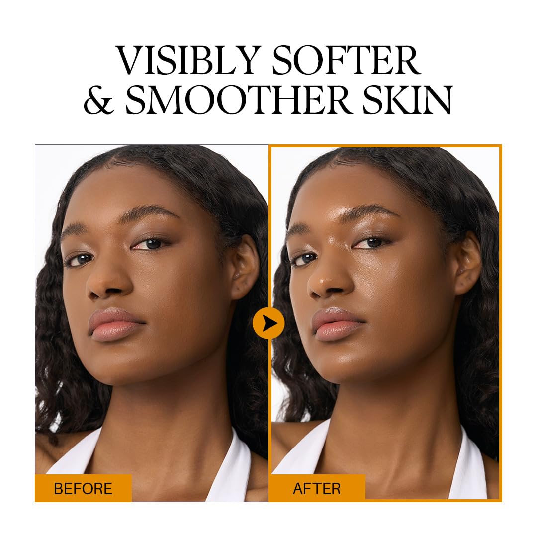 Comparatif avant/après, peau lissée et crème hydratante appliquée sur le visage