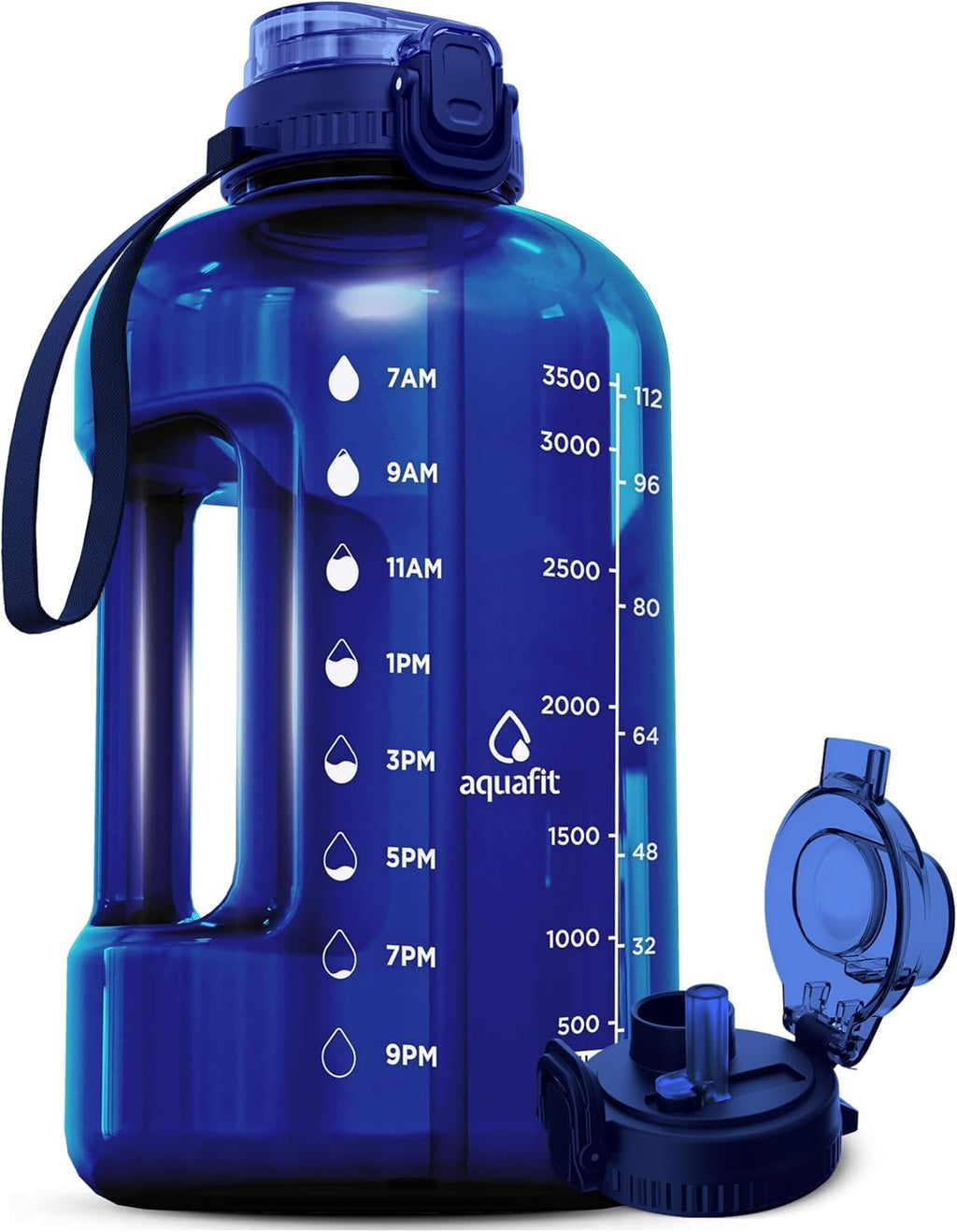 AQUAFIT 1 Gallon Water Bottle with Straw - 4l Water Bottle Time Marker - Motivational Gym Water Bottles 4l - 4 litre Water Bottles 1 Gallon 128 oz - Big Water Jug Large Water Bottle Gray