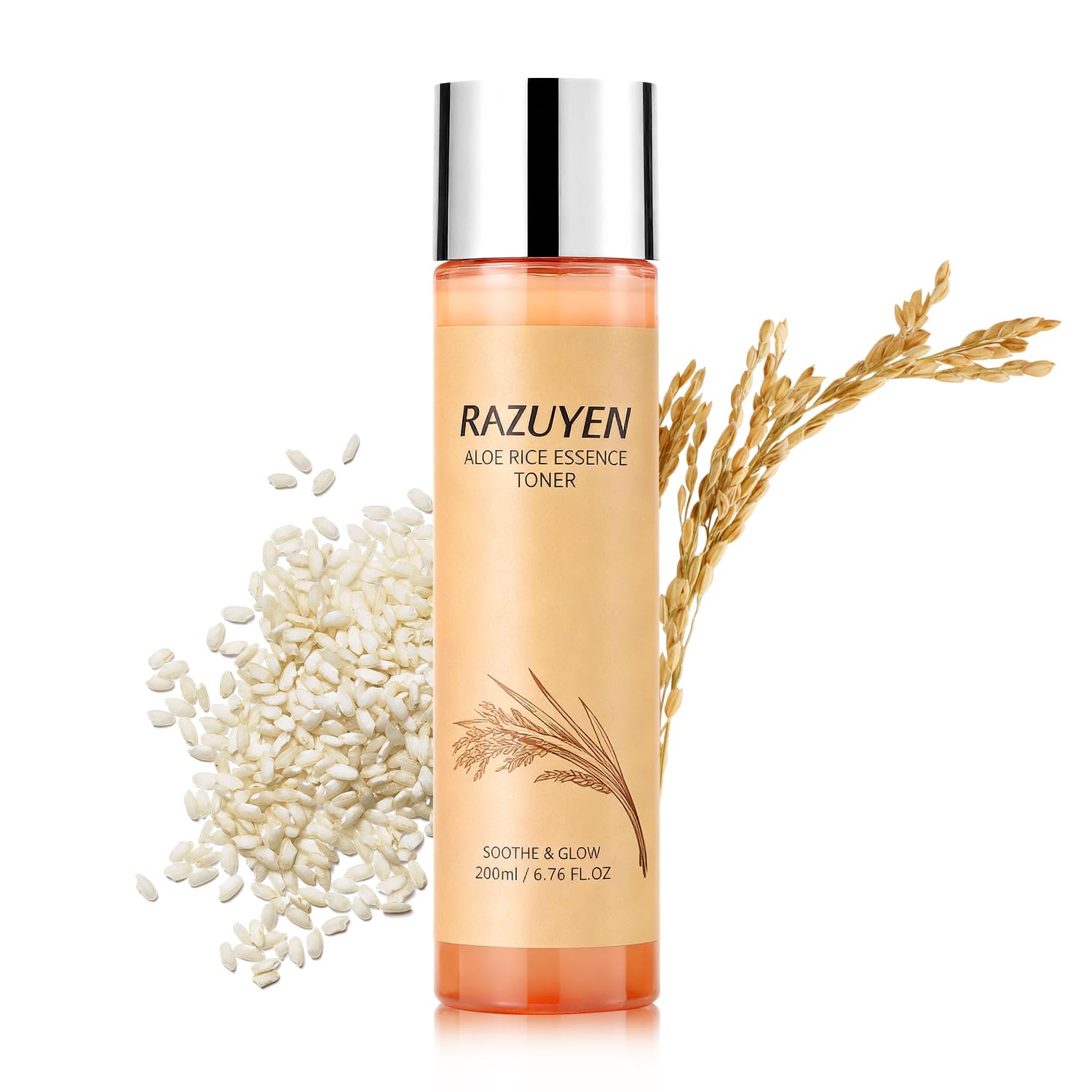 Bouteille de toner RAZUYEN à flacon ambré et capuchon argenté