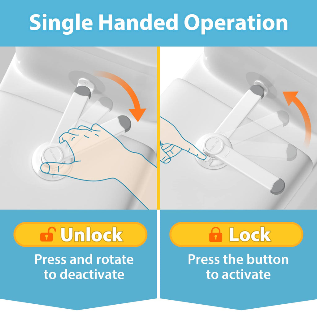 4our Kiddies Baby Toilet Lock for Child Safety, Baby Proof Toilet Seat Lock with Extra Pallet Fit for Most Standard Toilet, Easy Intallation Toilet Lid Lock with Extra 3M Adhesive (1 Pack)