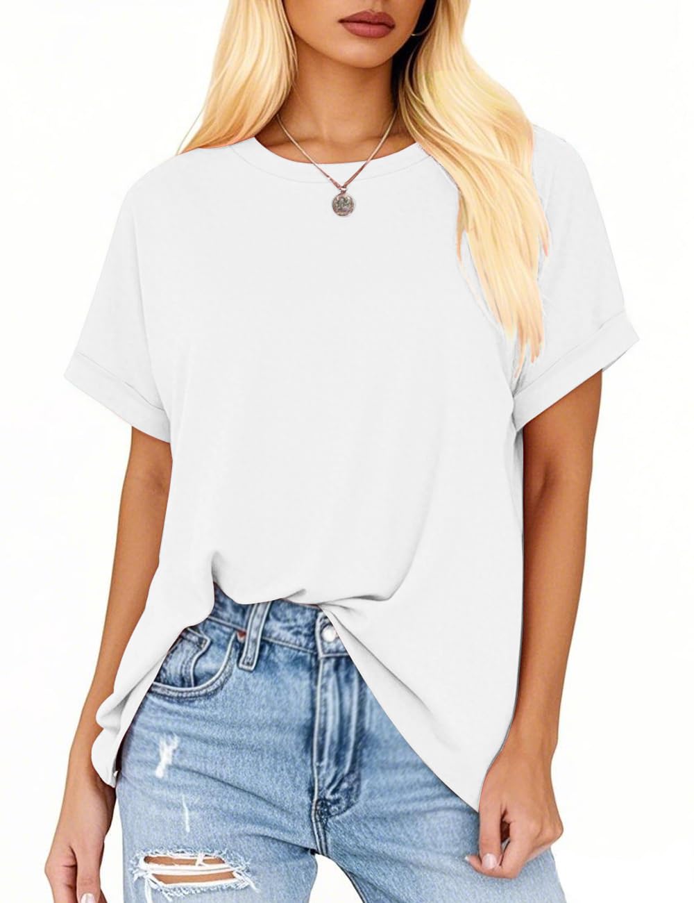 isermeo Womens Oversized Tops Casual Shirts Loose Fit Short Sleeve Business Tshirts Summer Tee Fashion Outfit Trendy 2026