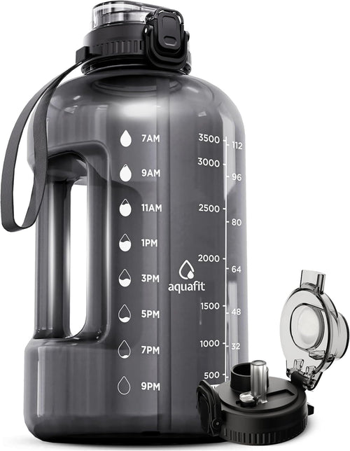 AQUAFIT 1 Gallon Water Bottle with Straw - 4l Water Bottle Time Marker - Motivational Gym Water Bottles 4l - 4 litre Water Bottles 1 Gallon 128 oz - Big Water Jug Large Water Bottle Gray