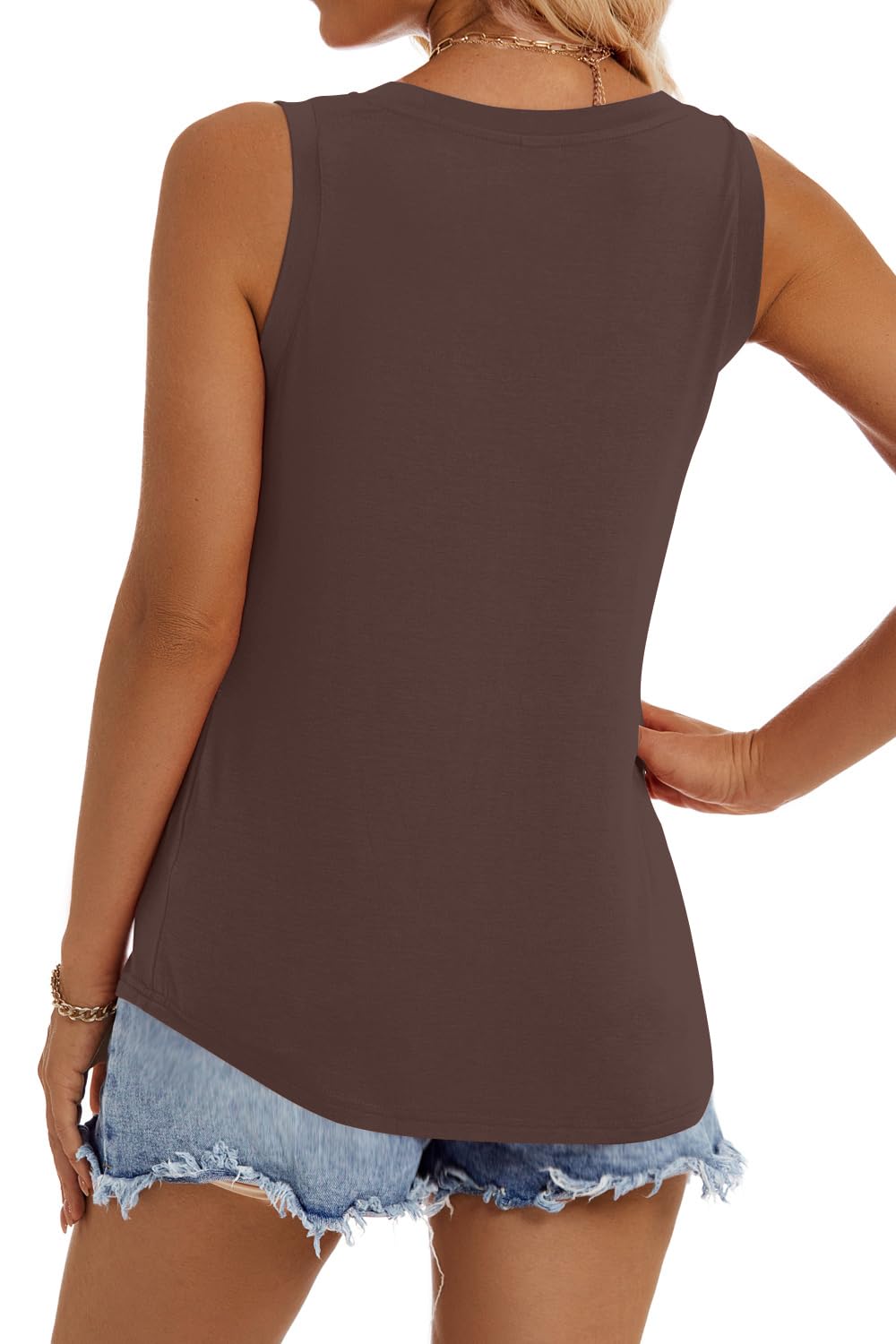 isermeo Women Summer Tops Deep V Neck Tank Top Loose Fit Flowy Sleeveless Shirt Trendy 2025 S-XXL