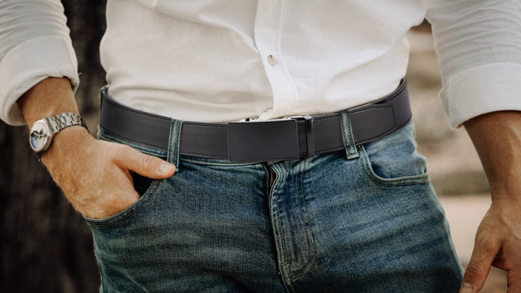 CHAOREN Ratchet Belts Men, 1 3/8" Mens Belts Leather for Dress, Micro Adjustable Fit Everywhere