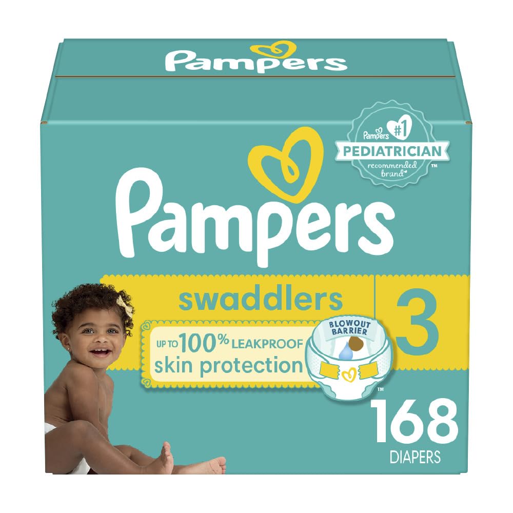 Pampers Swaddlers Diapers, Size 4 (15-34 lbs), 150 Count, Absorbent, Keeps Baby Dry and Comfortable, Skin Safe Disposable Baby Diaper