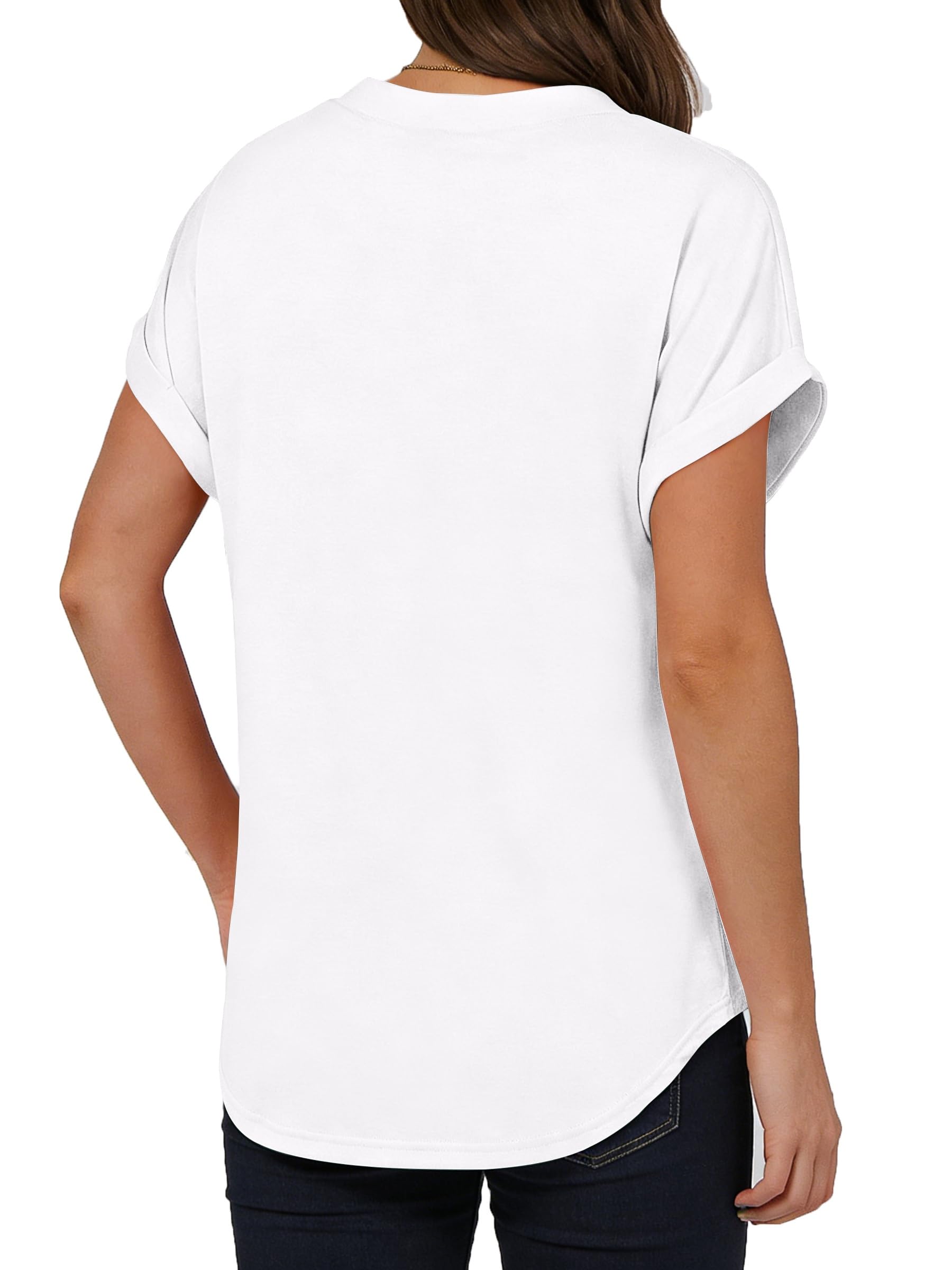 isermeo Womens Short Sleeve Henley Tops V Neck Dressy Casual Blouses Summer Tee Shirts 2026 Trendy Button Clothes S-XXL