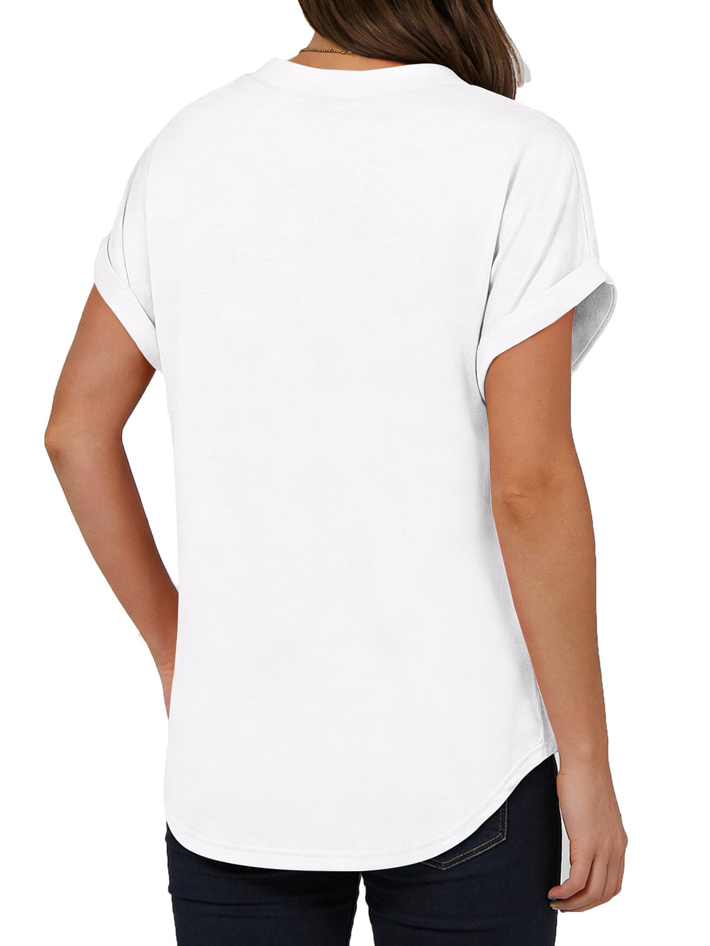 isermeo Womens Short Sleeve Henley Tops V Neck Dressy Casual Blouses Summer Tee Shirts 2026 Trendy Button Clothes S-XXL