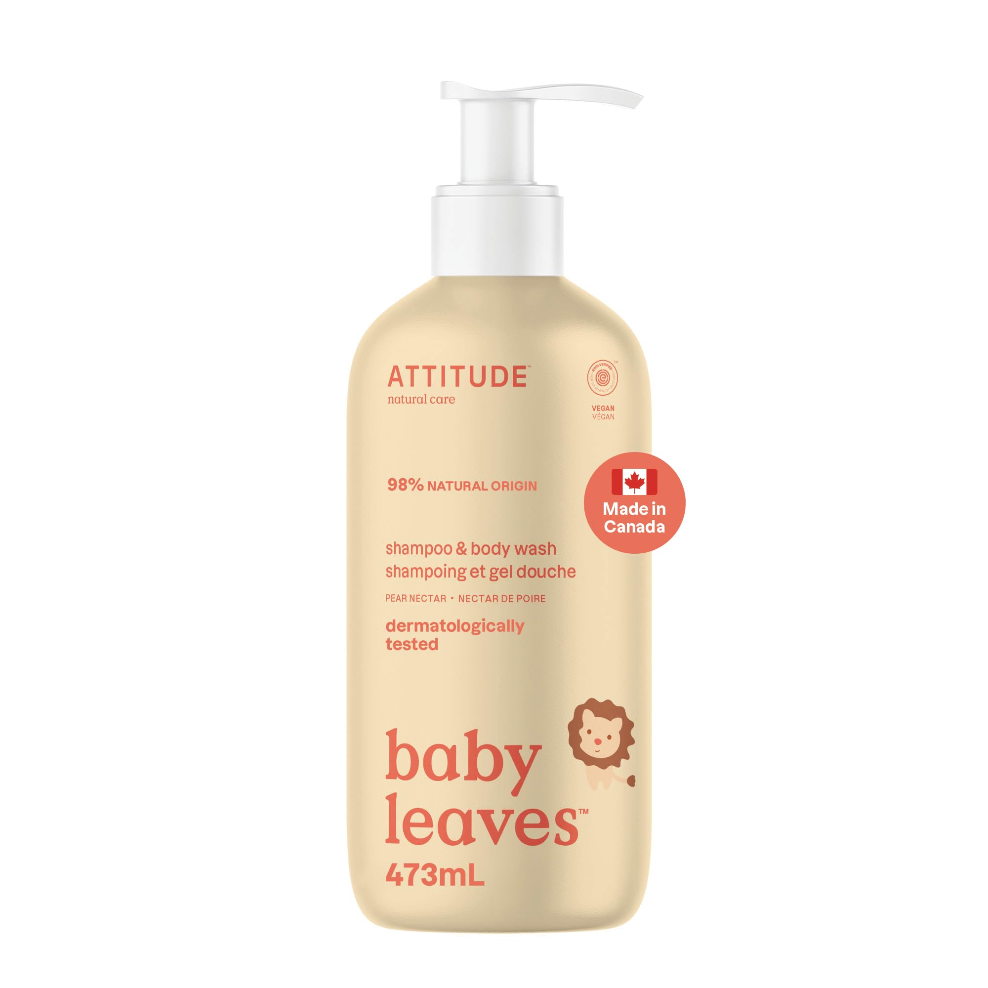 ATTITUDE Baby 2-in-1 Shampoo and Body Wash, Made in Canada, EWG Verified, Dermatologically Tested, Vegan, Good Night, 473 mL