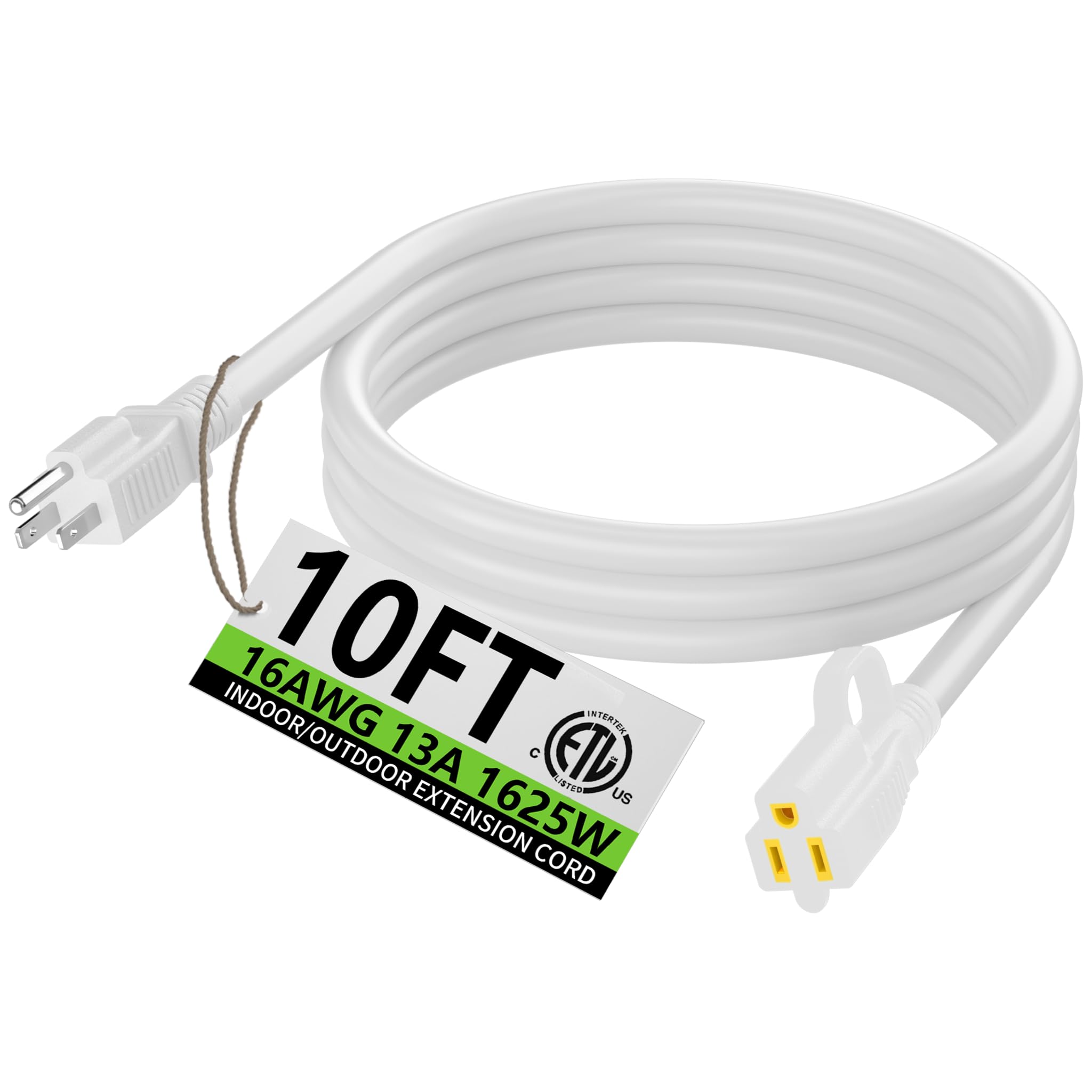 HUANCHAIN Indoor Outdoor Black Extension Cord 15 ft Waterproof, 16/3 Gauge Flexible Cold-Resistant Appliance Extension Cable Outside, 13A 1625W 16AWG SJTW, 3 Prong Electric Cord, ETL
