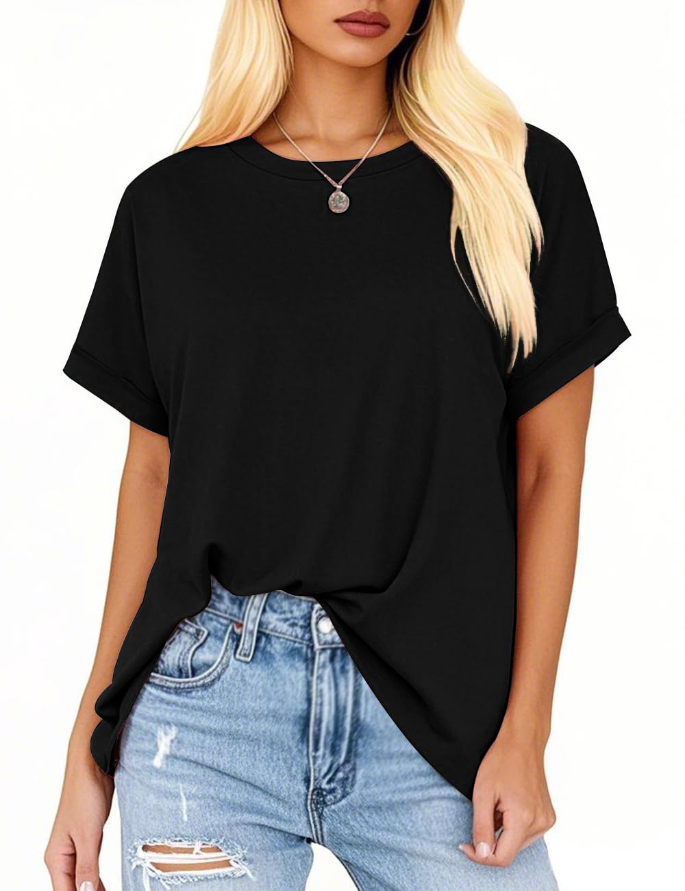 isermeo Womens Oversized Tops Casual Shirts Loose Fit Short Sleeve Business Tshirts Summer Tee Fashion Outfit Trendy 2026