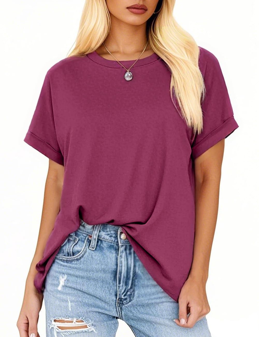 isermeo Womens Oversized Tops Casual Shirts Loose Fit Short Sleeve Business Tshirts Summer Tee Fashion Outfit Trendy 2026