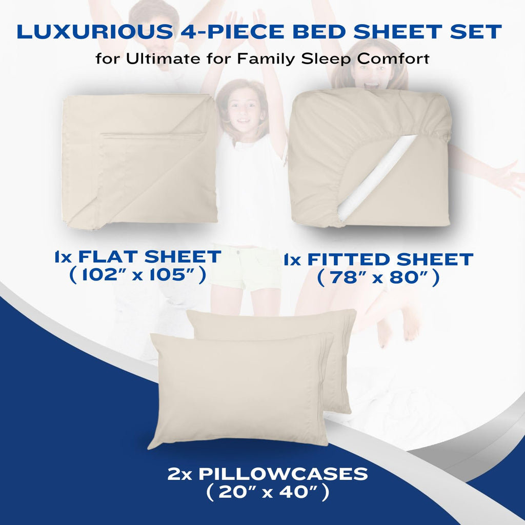 DREAMCARE Bedding Sets Queen - 4 Piece Queen Bed Sheets - Deep Pocket up to 15 in - Draps Lit Queen - Luxury Hotel Sheets & Pillowcases Set - Shrink & Fade Resistant (Queen, Black)