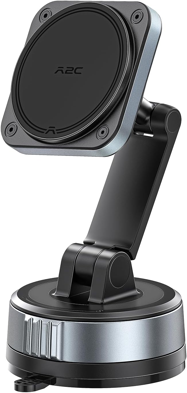 Support de téléphone de voiture noir avec bras pivotant et base ventouse
