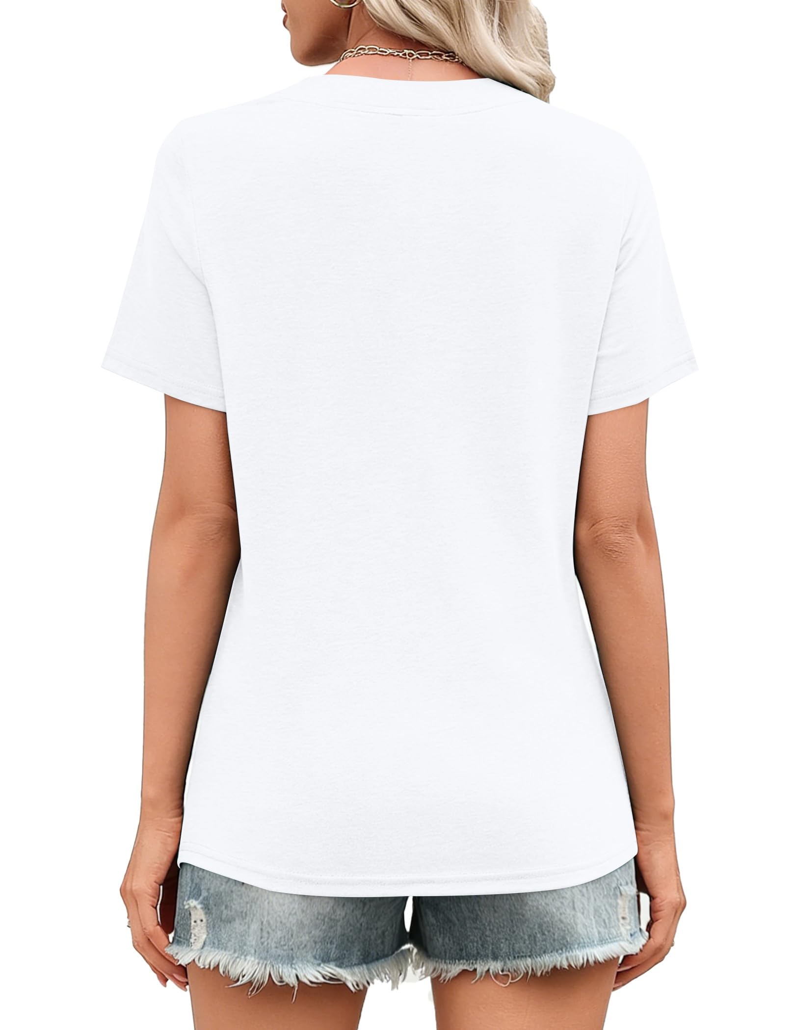 isermeo Womens Tops Short Sleeve V Neck Tee Shirts Cute Dressy Casual Summer Clothing Business Work Blouse S-XXL