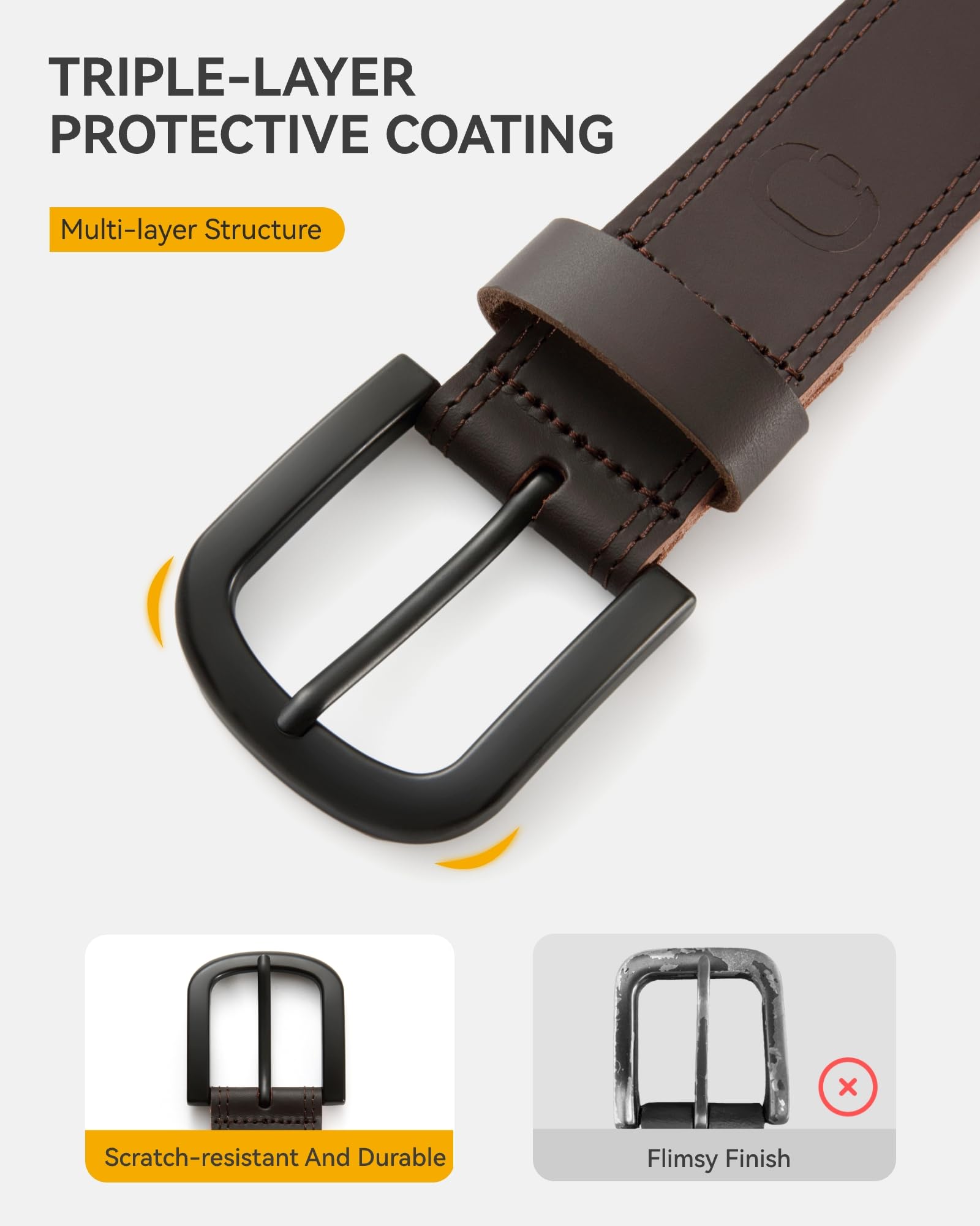 CHAOREN Belts Men - Full Grain Leather Belt for Jeans - Designed for Work Casual Occasion