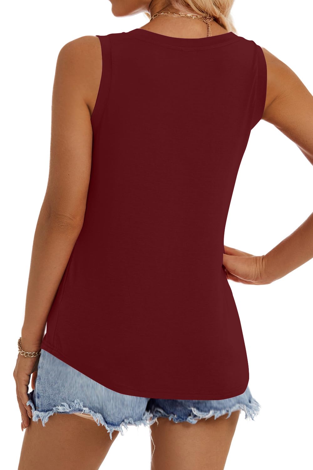 isermeo Women Summer Tops Deep V Neck Tank Top Loose Fit Flowy Sleeveless Shirt Trendy 2025 S-XXL
