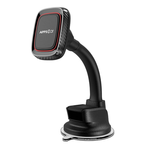 Support téléphone voiture magnétique APPS2car noir, bras flexible, ventouse ronde