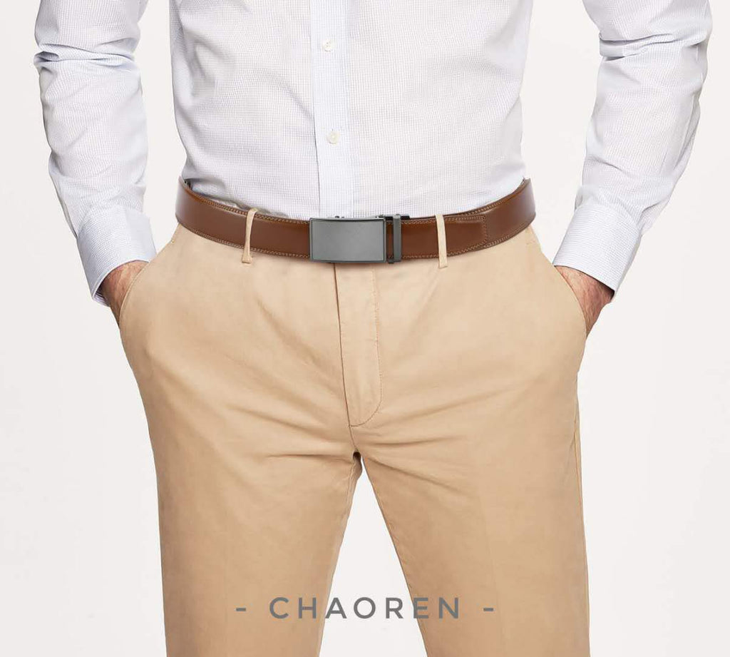 CHAOREN Ratchet Belts for Men 2 Pack - 1 3/8" Leather Belts Men