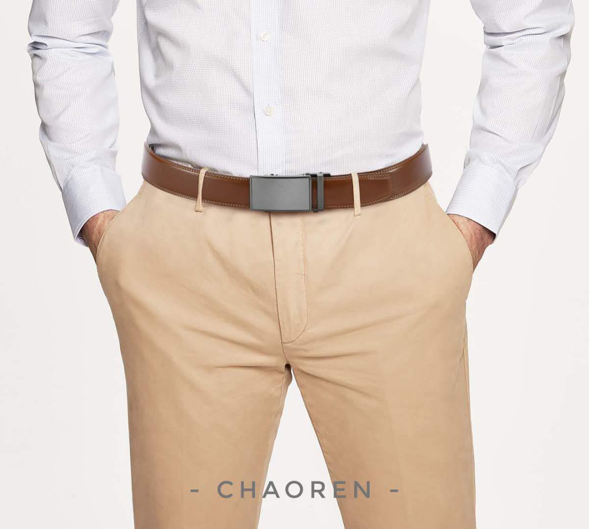 CHAOREN Ratchet Belts Men, 1 3/8" Mens Belts Leather for Dress, Micro Adjustable Fit Everywhere