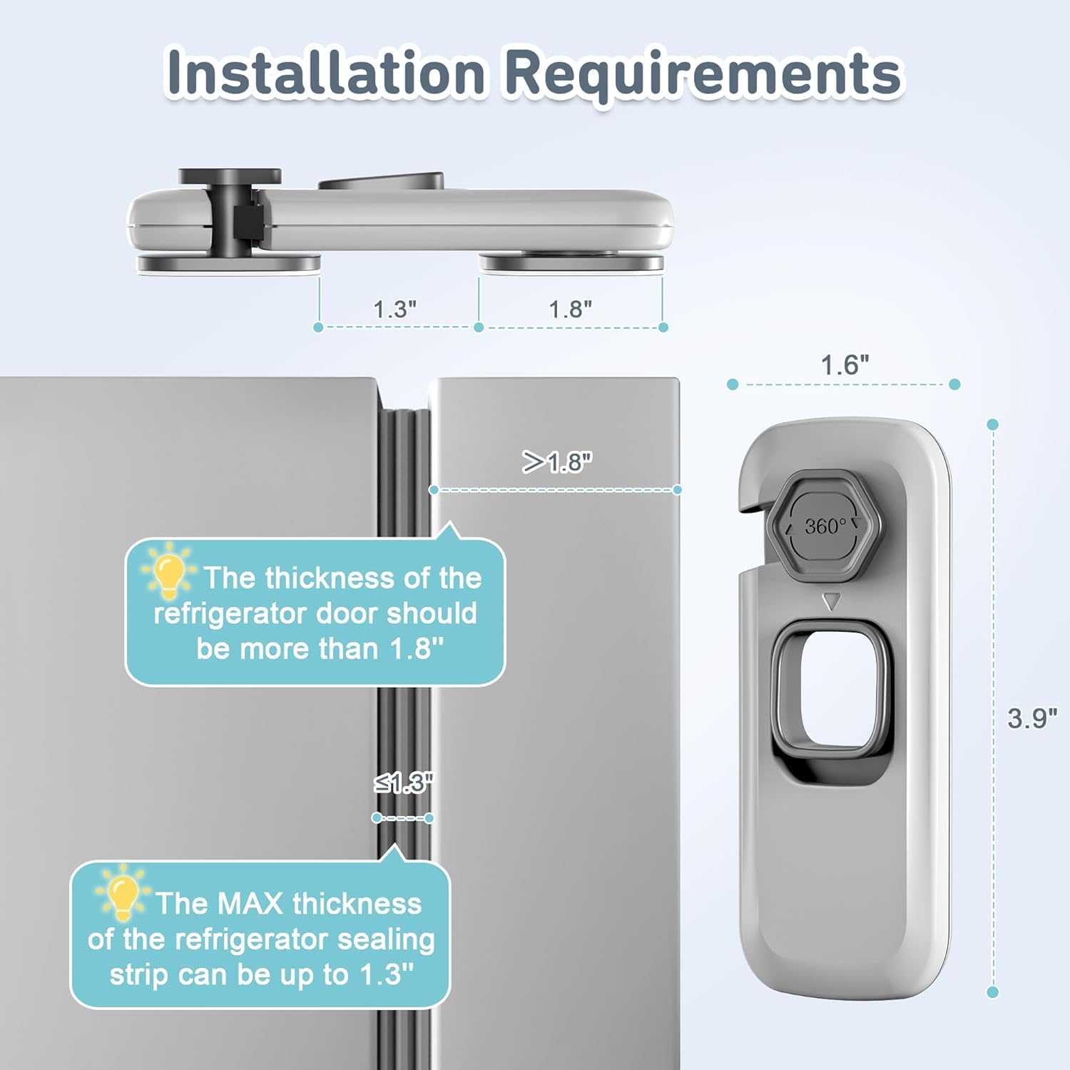 4our Kiddies 6 Pack Child Proof Refrigerator Locks, Fridge Locks for Kids Safety, Freezer Door Latches with Strong 3M Adhesives for Toddlers and Baby, Ideal for Upright Freezer, Ovens, Cabinets Door