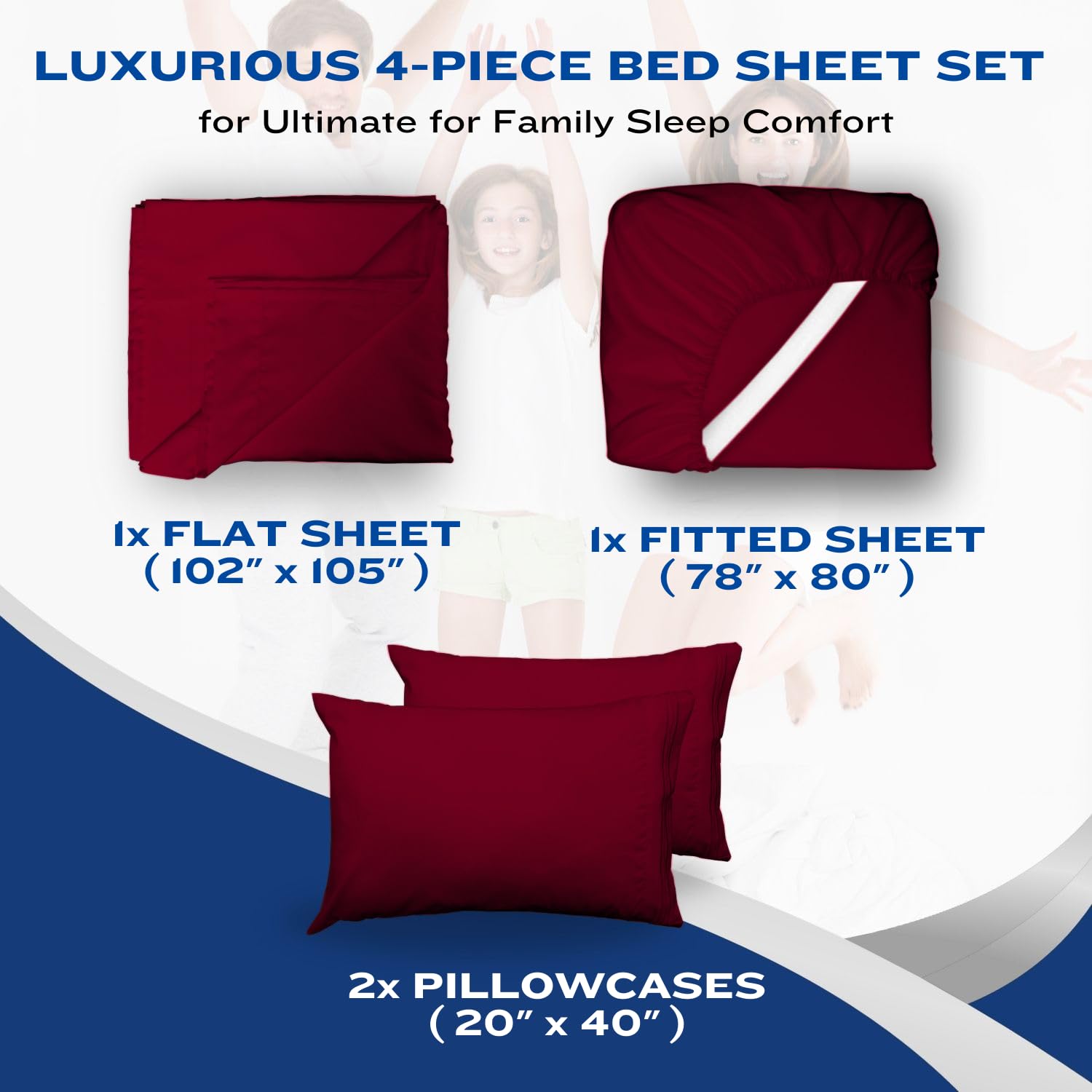 DREAMCARE Bedding Sets Queen - 4 Piece Queen Bed Sheets - Deep Pocket up to 15 in - Draps Lit Queen - Luxury Hotel Sheets & Pillowcases Set - Shrink & Fade Resistant (Queen, Black)