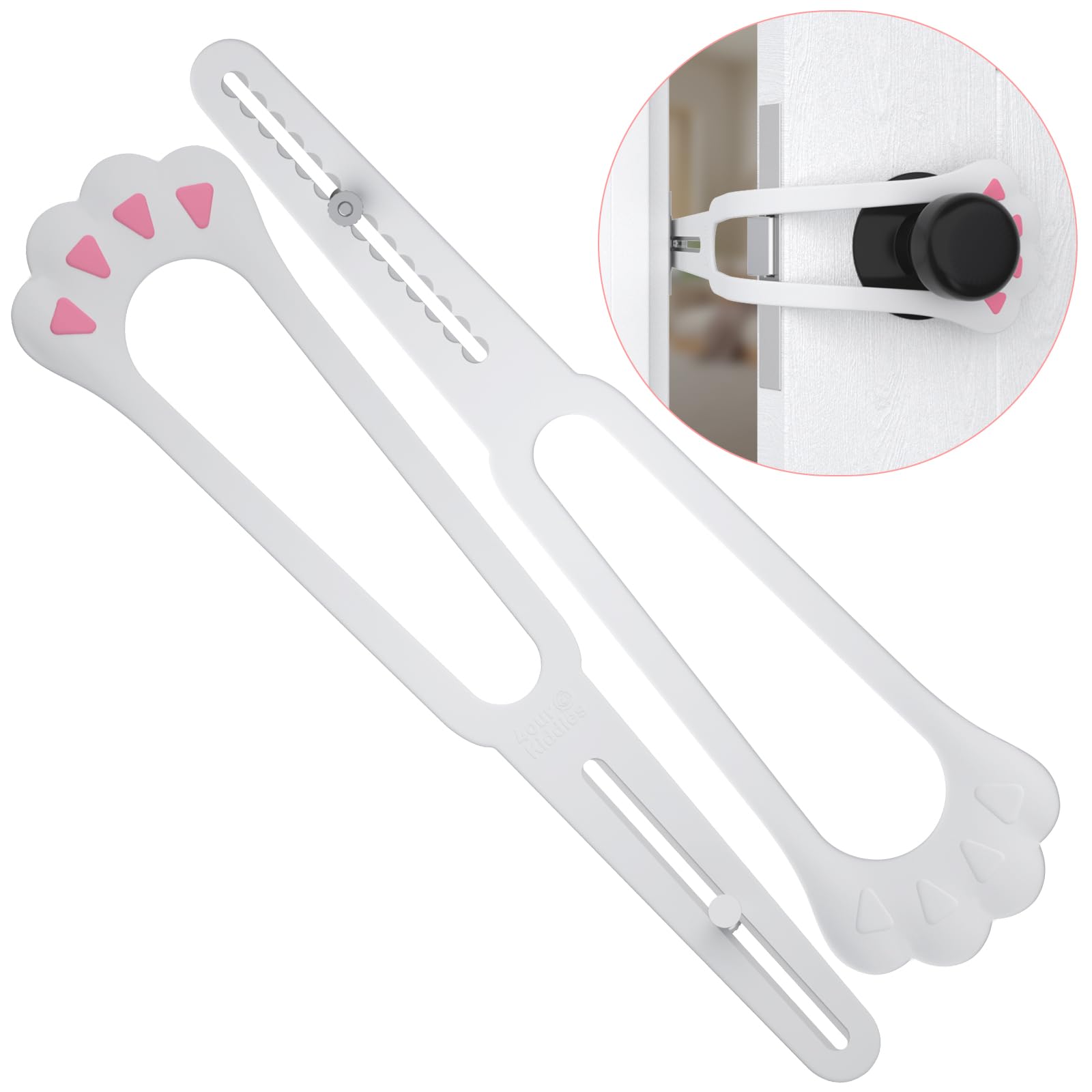 Cat Door Latch, Adjustable Cat Door Stopper Dog Proof Cat Litter Box with Door Access from 1.1" to 5.5", Sturdy Pet Door Latch Holder Easy to Install and Use, No Ruin Paints, No Drill or Cut (2 Pack)