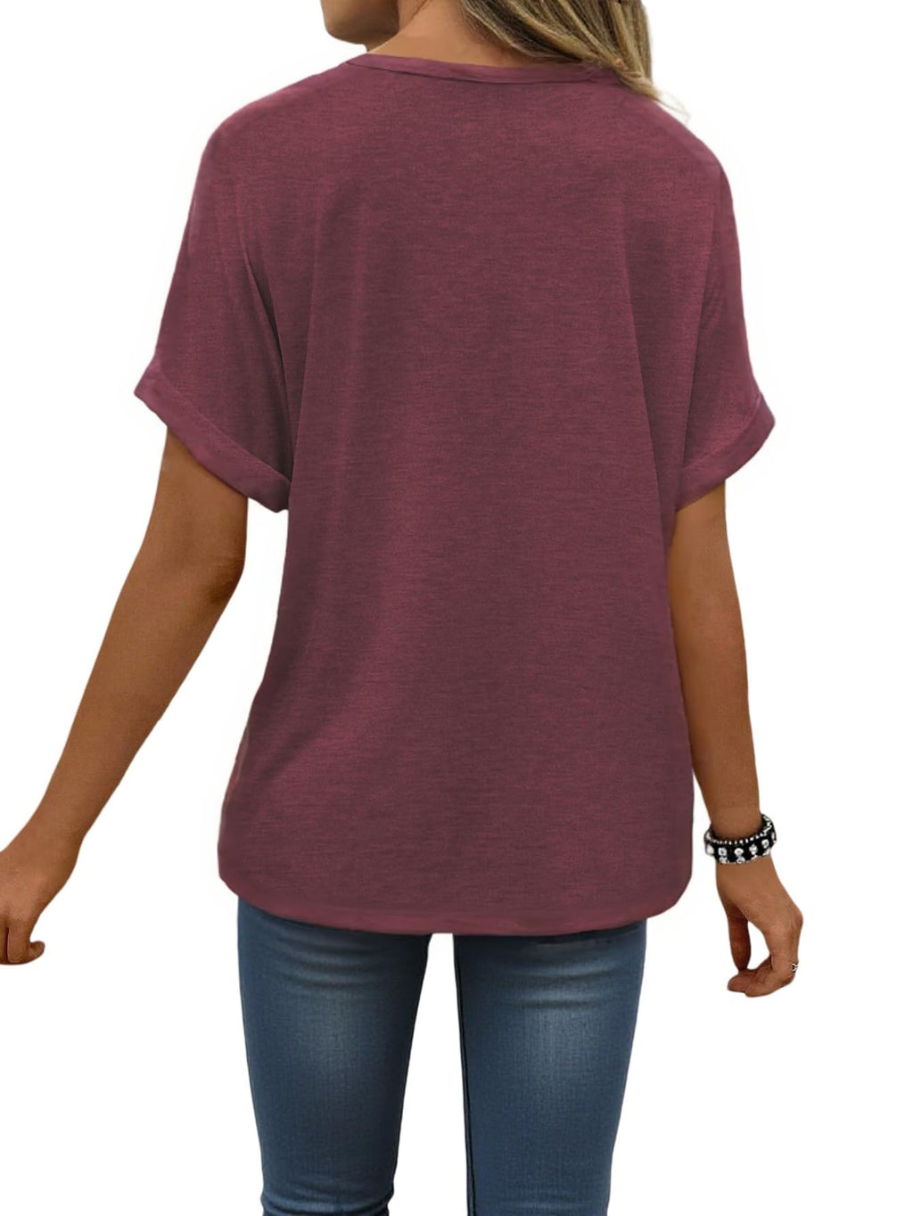 isermeo Womens T Shirts Short Sleeve V Neck Tees Fashion Tops 2026 Trendy Soft Casual Blouse Summer Outfits S-XXL
