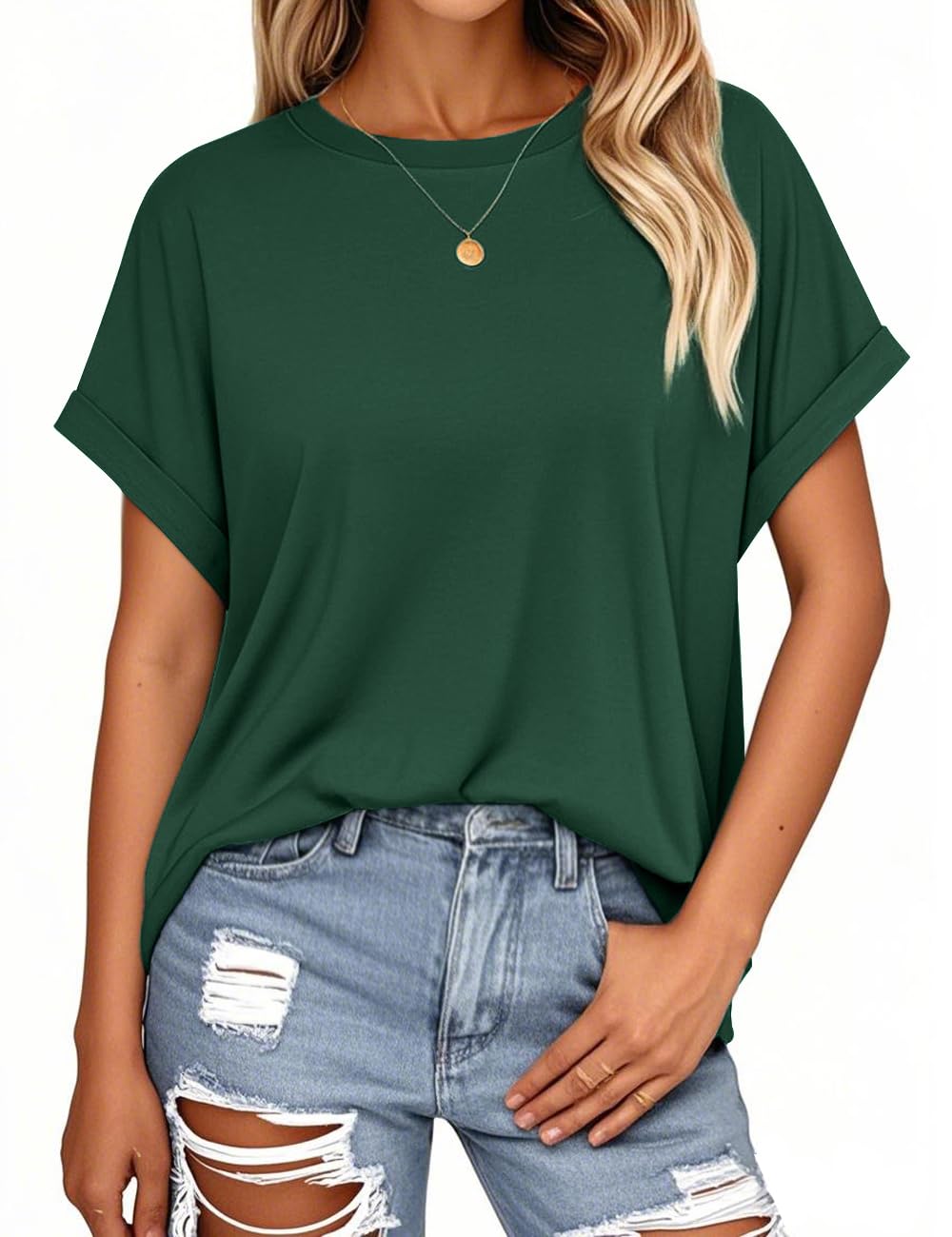 isermeo Womens Oversized Tops Casual Shirts Loose Fit Short Sleeve Business Tshirts Summer Tee Fashion Outfit Trendy 2026