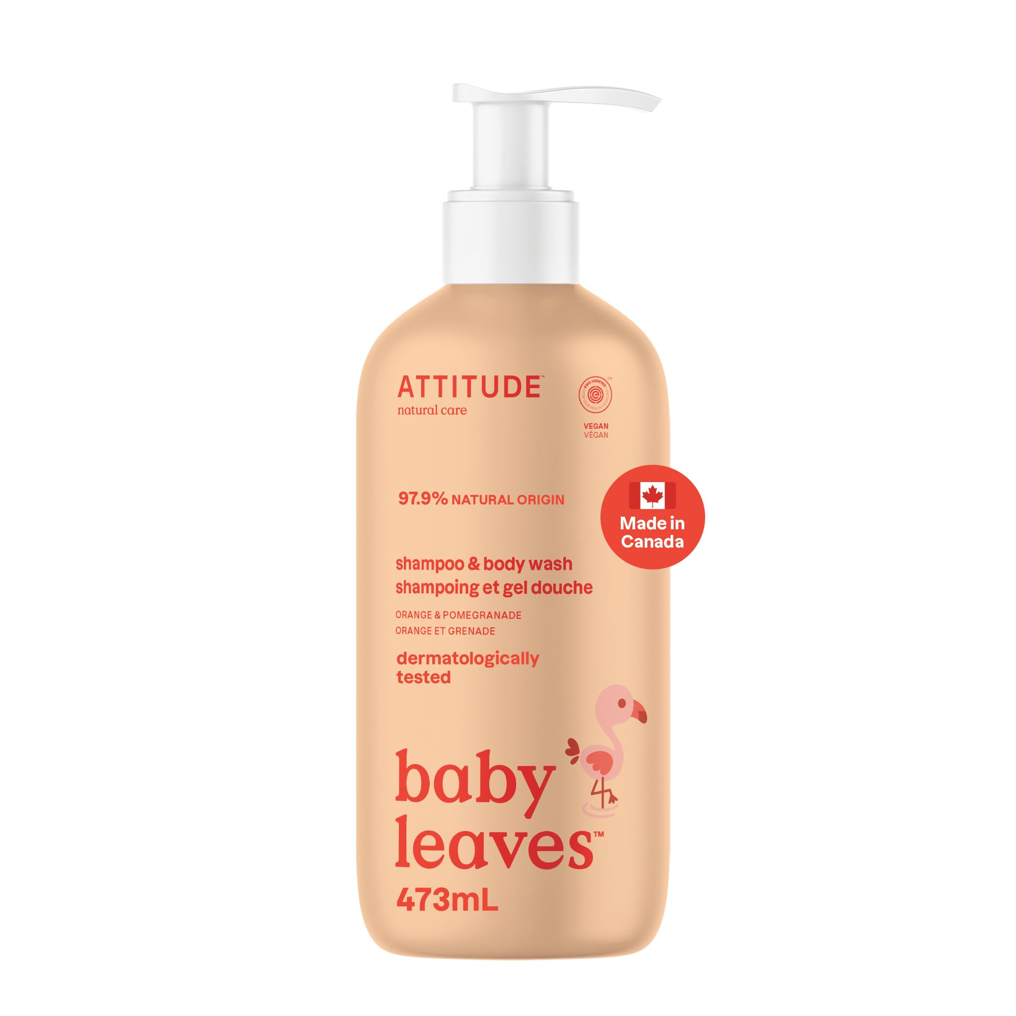 ATTITUDE Baby 2-in-1 Shampoo and Body Wash, Made in Canada, EWG Verified, Dermatologically Tested, Vegan, Good Night, 473 mL