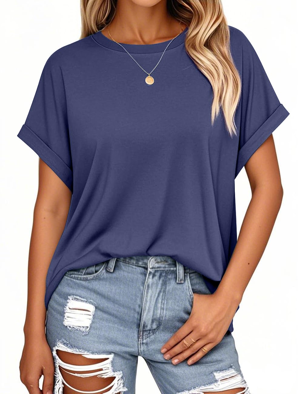 isermeo Womens Oversized Tops Casual Shirts Loose Fit Short Sleeve Business Tshirts Summer Tee Fashion Outfit Trendy 2026