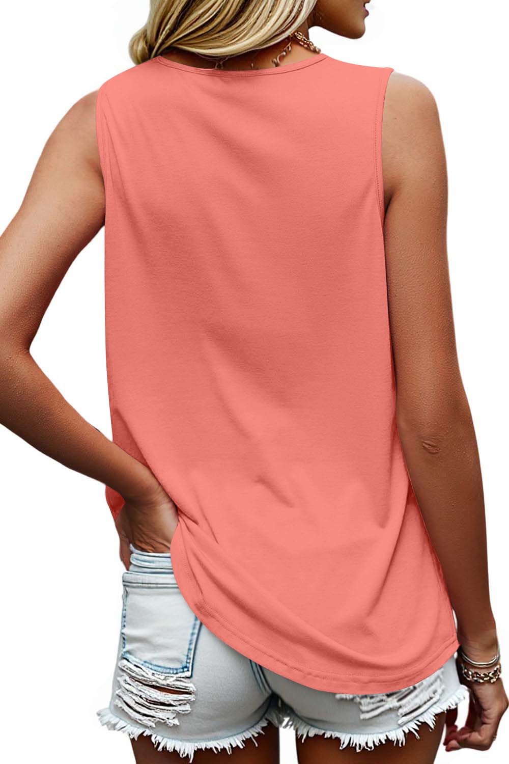 isermeo Summer Tank Tops for Women Loose Fit Pleated Square Neck Sleeveless Shirt Flowy Tops S-XXL