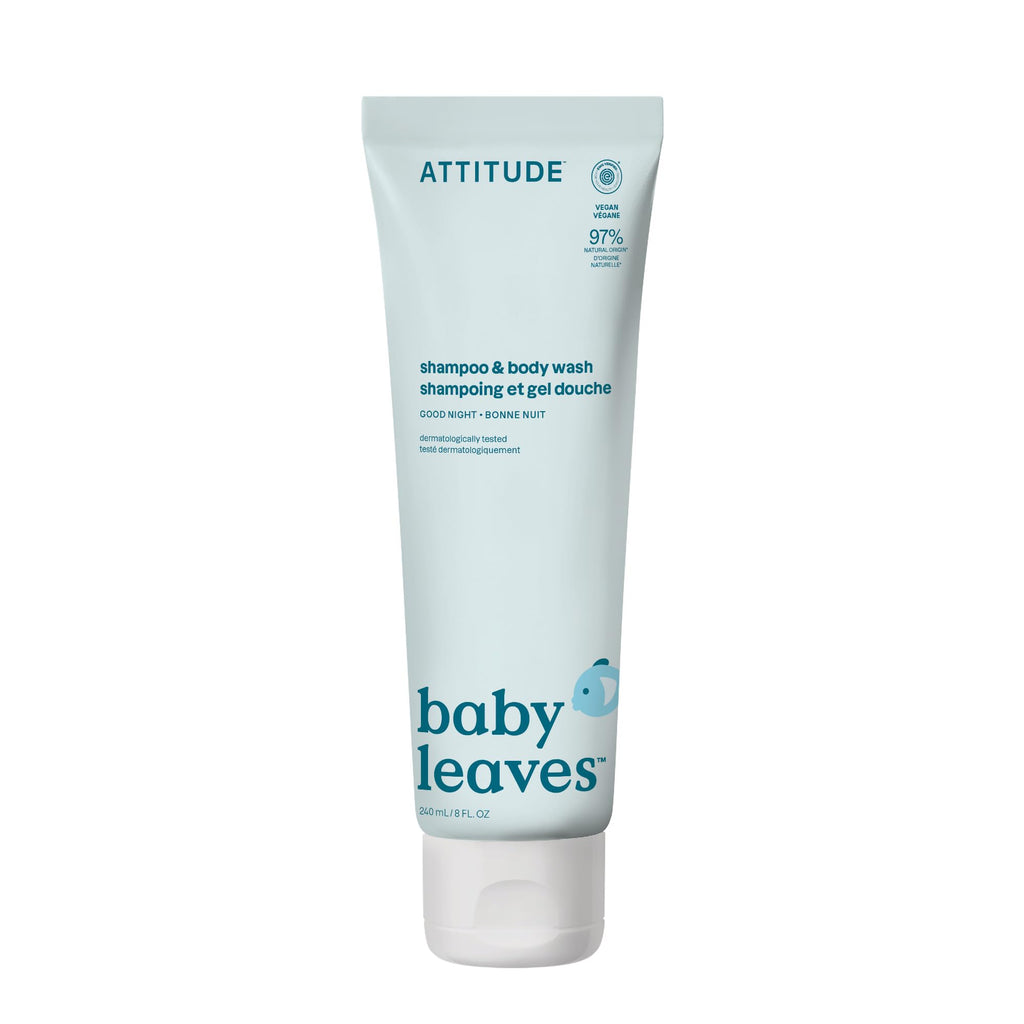 ATTITUDE Baby 2-in-1 Shampoo and Body Wash, Made in Canada, EWG Verified, Dermatologically Tested, Vegan, Good Night, 473 mL