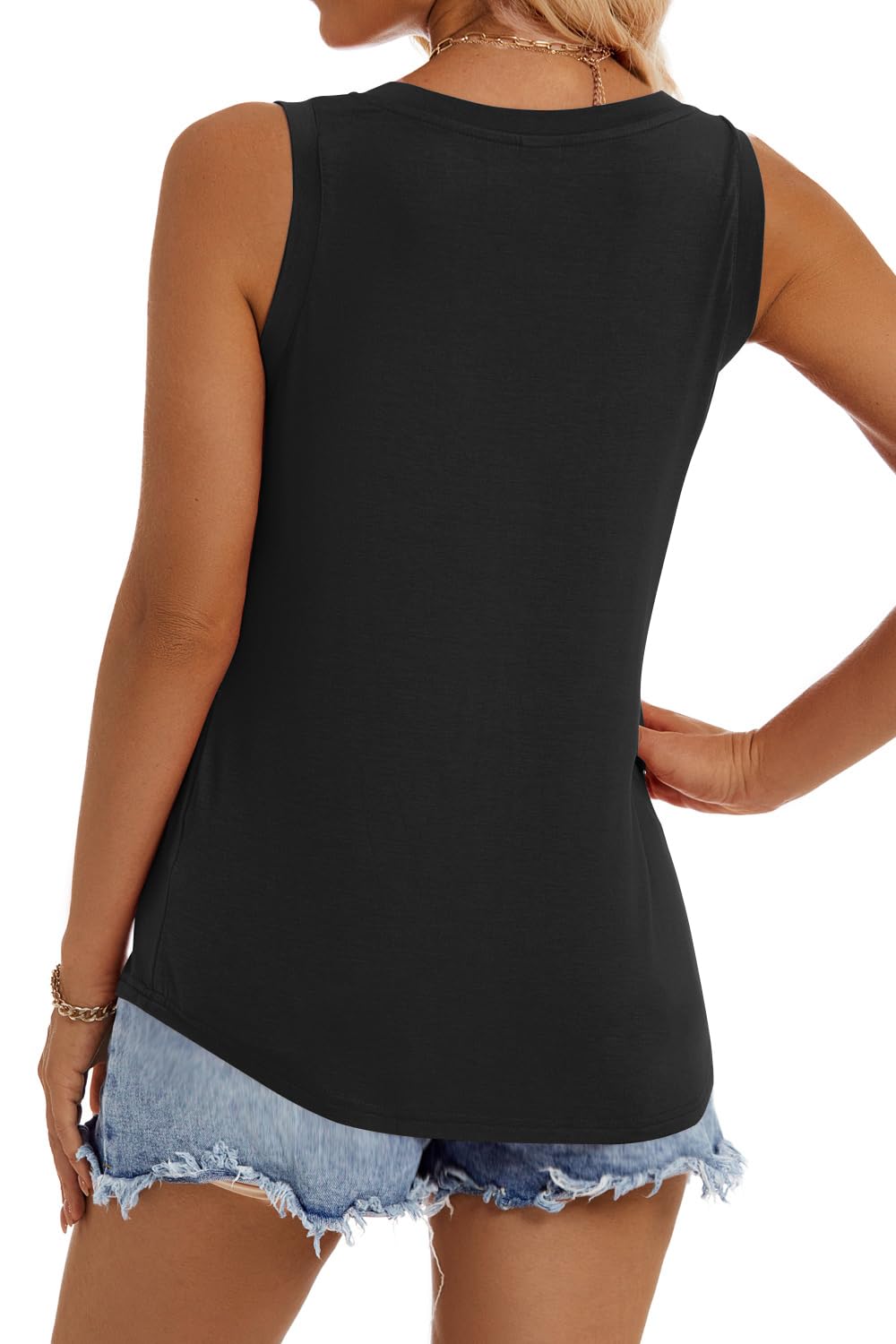isermeo Women Summer Tops Deep V Neck Tank Top Loose Fit Flowy Sleeveless Shirt Trendy 2025 S-XXL