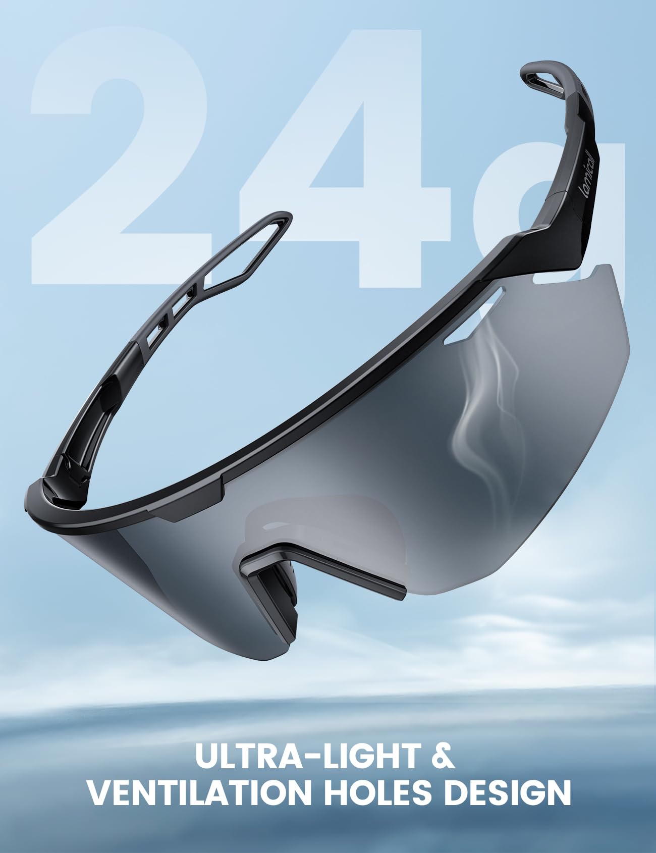 Lamicall Polarized Sports Sunglasses Men Women, [24g Ultralight] Adjustable Nose Pad Sports Goggles for Bike Hiking Running