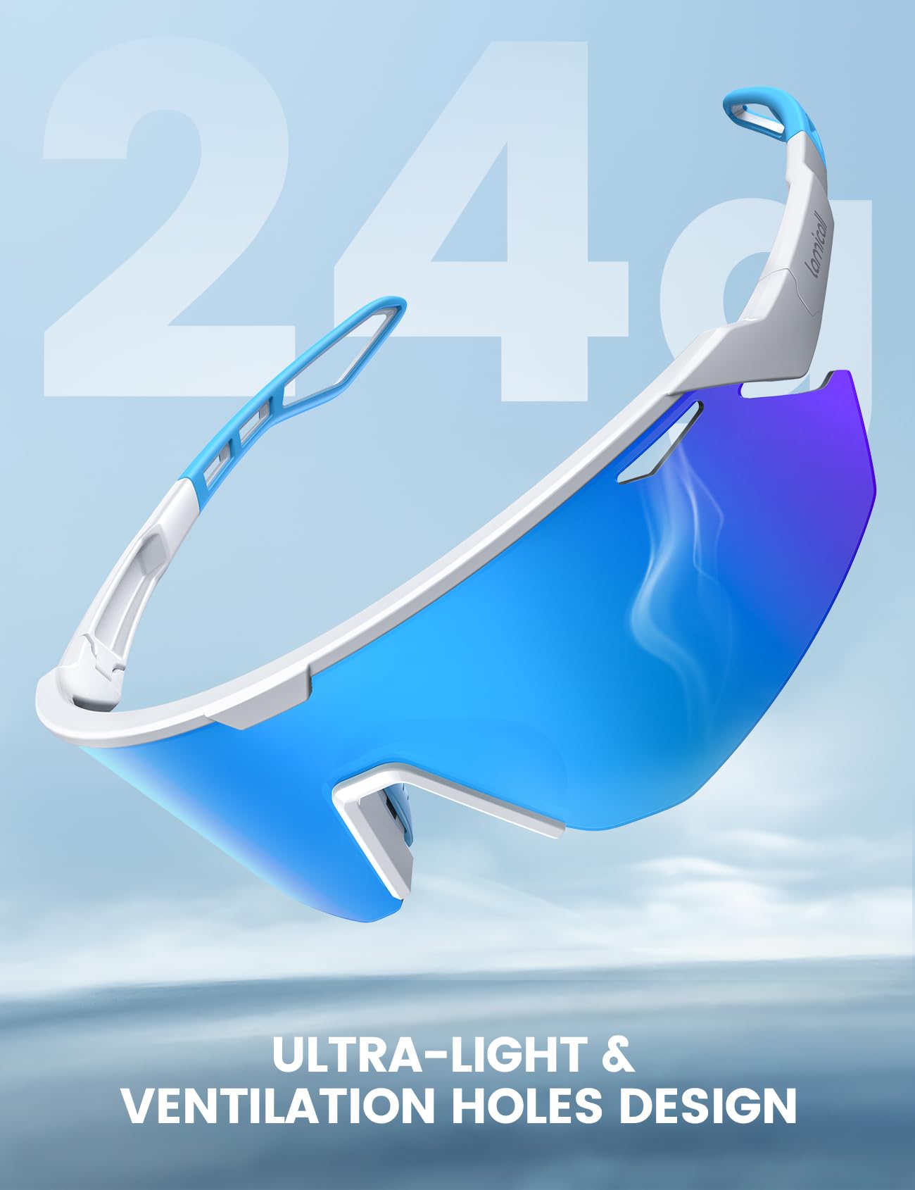 Lamicall Polarized Sports Sunglasses Men Women, [24g Ultralight] Adjustable Nose Pad Sports Goggles for Bike Hiking Running