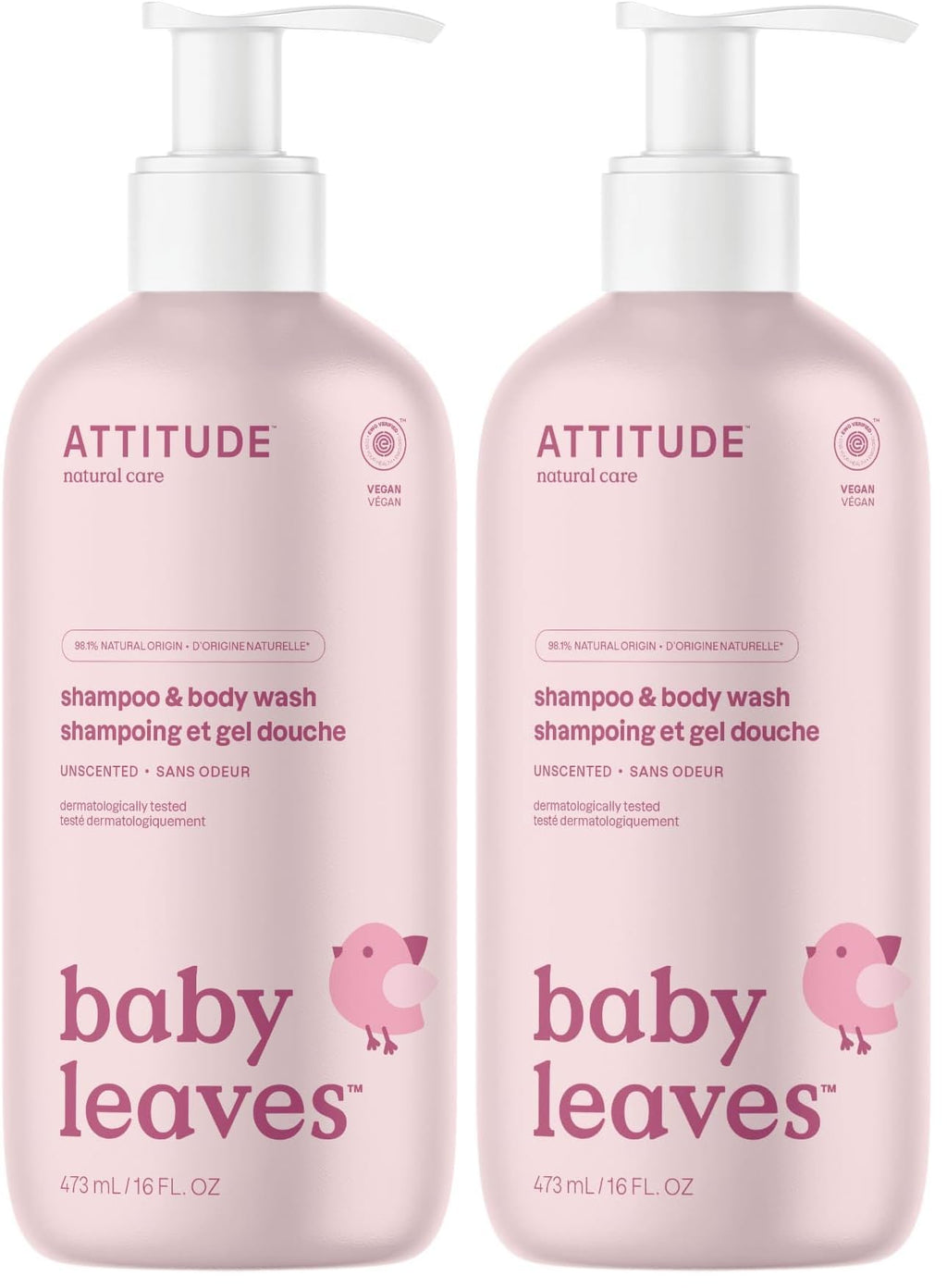 ATTITUDE Baby 2-in-1 Shampoo and Body Wash, Made in Canada, EWG Verified, Dermatologically Tested, Vegan, Good Night, 473 mL