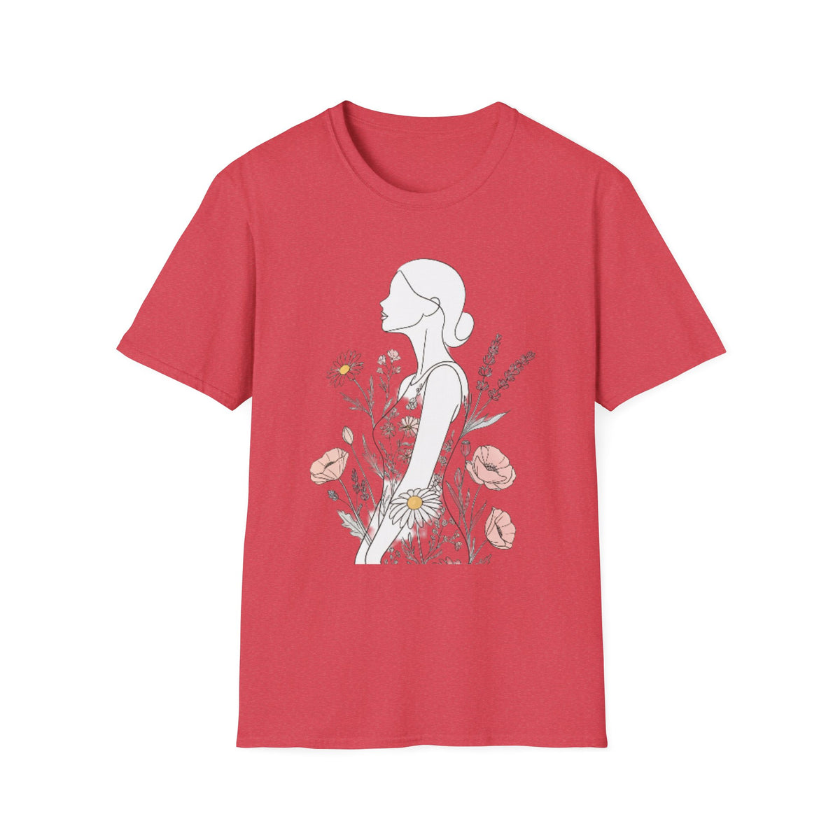 Floral Silhouette Unisex T-Shirt | Softstyle Tee | Nature Lover Gift, Spring Fashion, Casual Wear, Art-Inspired Shirt, Botanical Tee