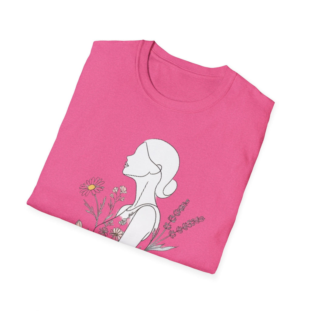 Floral Silhouette Unisex T-Shirt | Softstyle Tee | Nature Lover Gift, Spring Fashion, Casual Wear, Art-Inspired Shirt, Botanical Tee