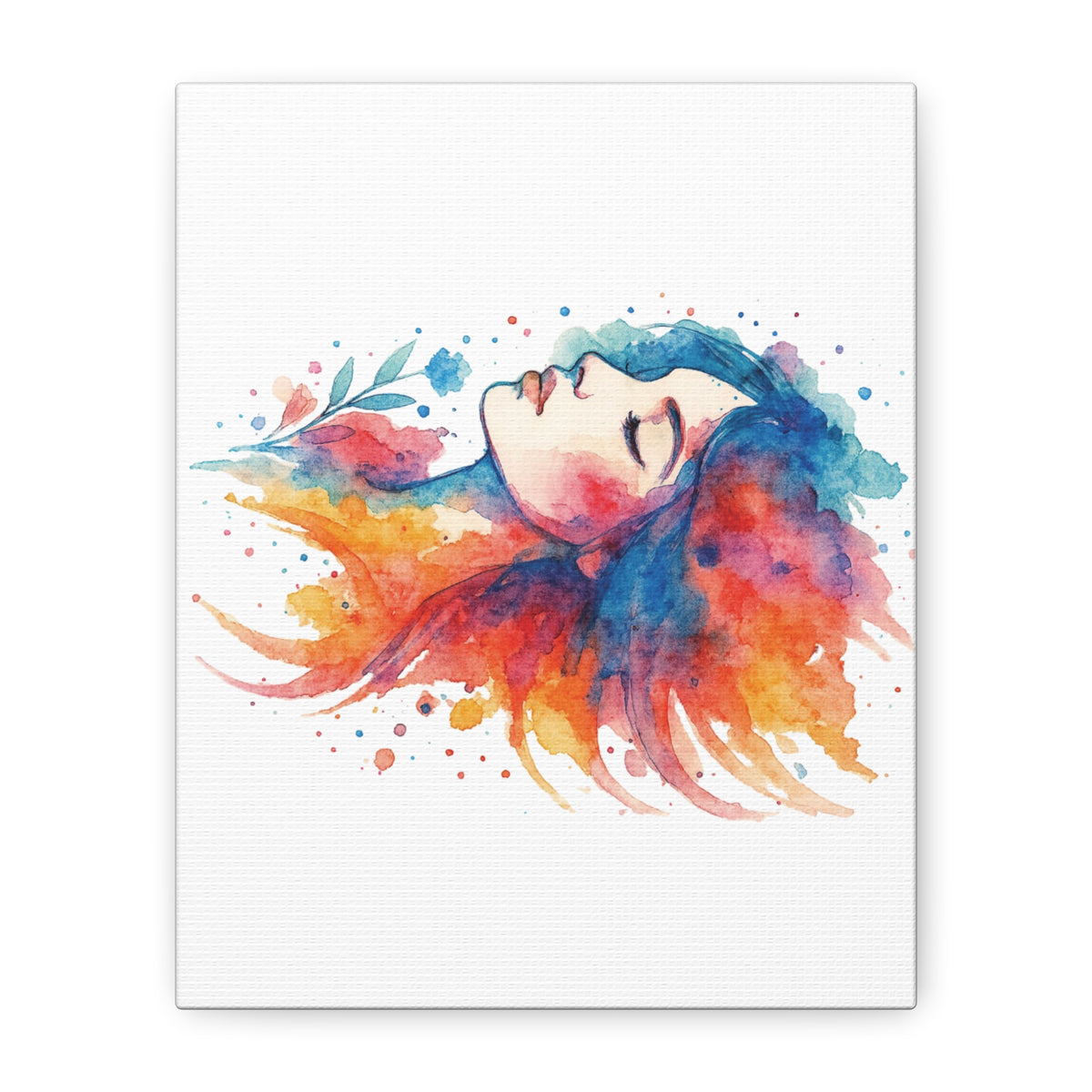 Watercolor Art Canvas, Colorful Home Decor, Boho Wall Art, Gift for Her, Colorful Portrait, Art for Living Room, Unique Gift Idea